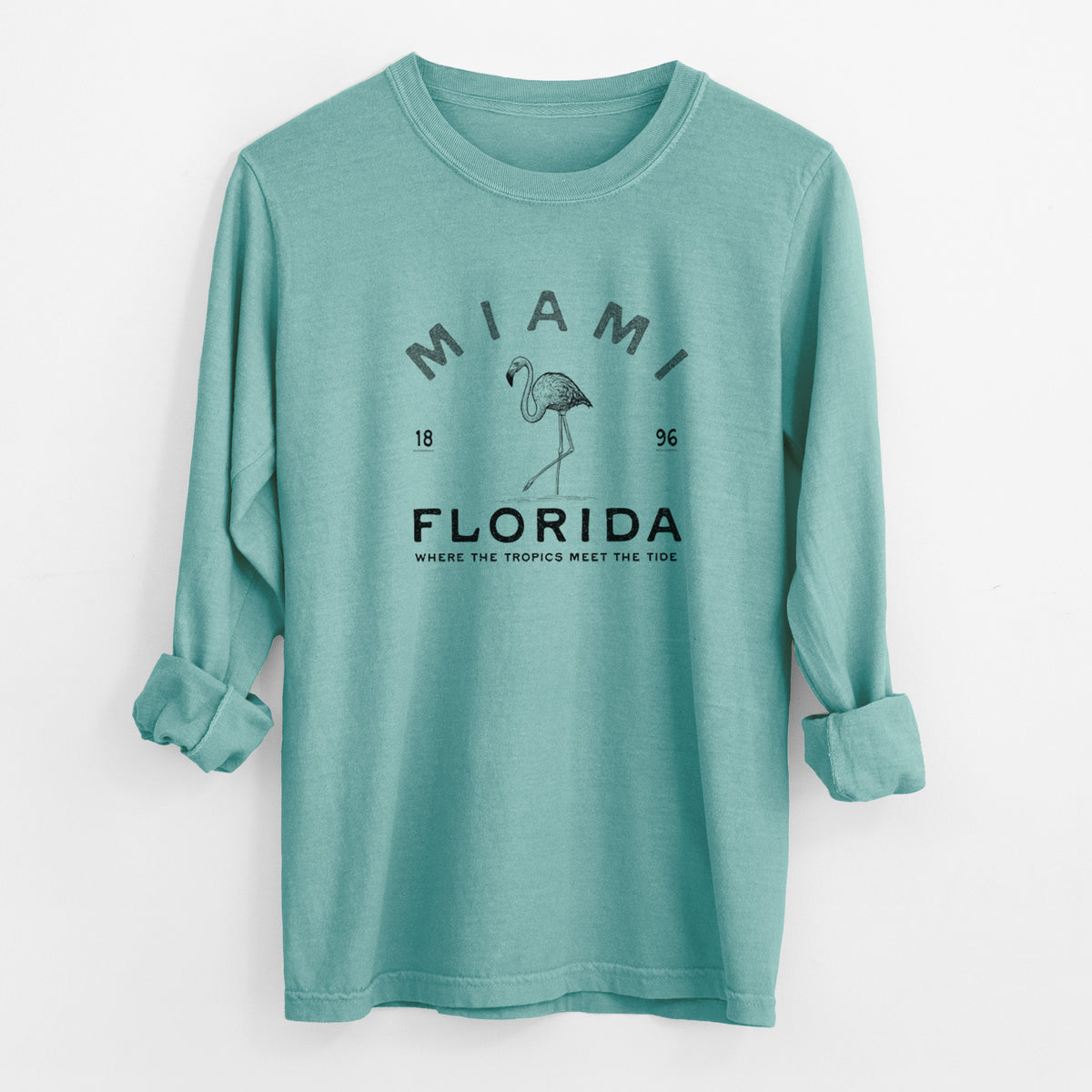 Miami Florida Flamingo - Unisex Comfort Colors 100% Cotton Long Sleeve