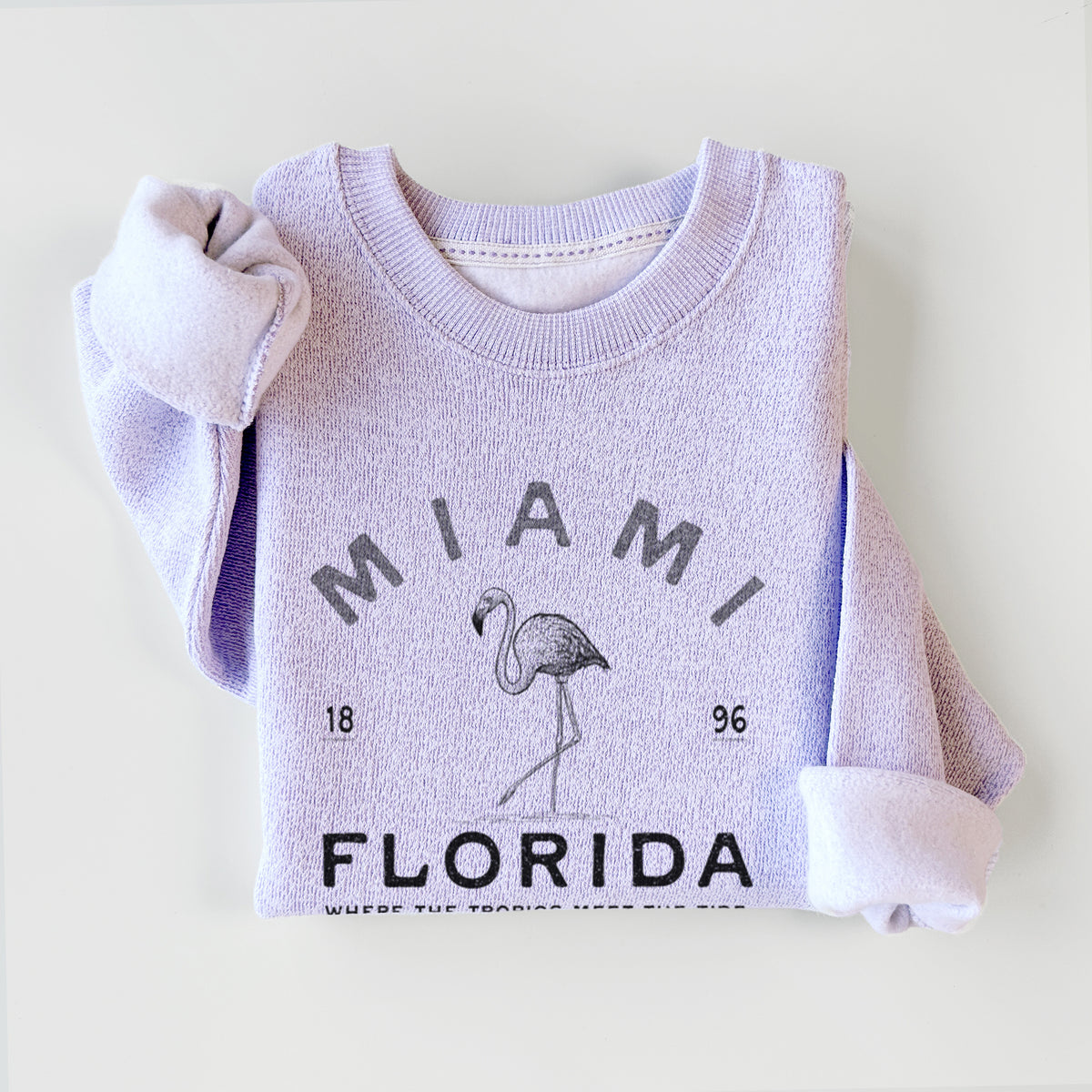 Miami Florida Flamingo - Knit Sweatshirt
