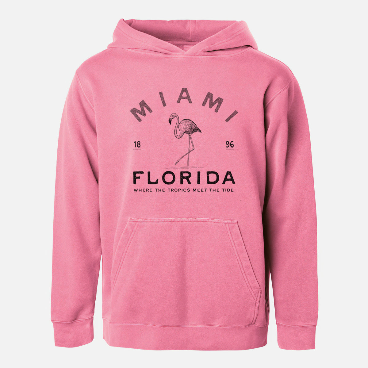 Miami Florida Flamingo - Youth Pigment Dyed Hoodie