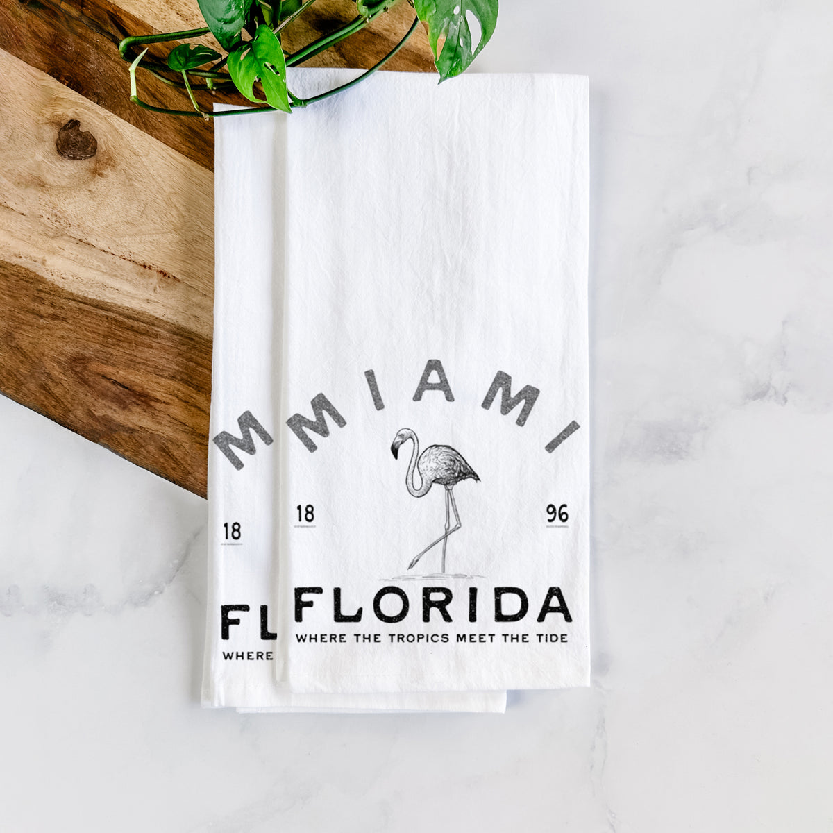 Miami Florida Flamingo Tea Towel