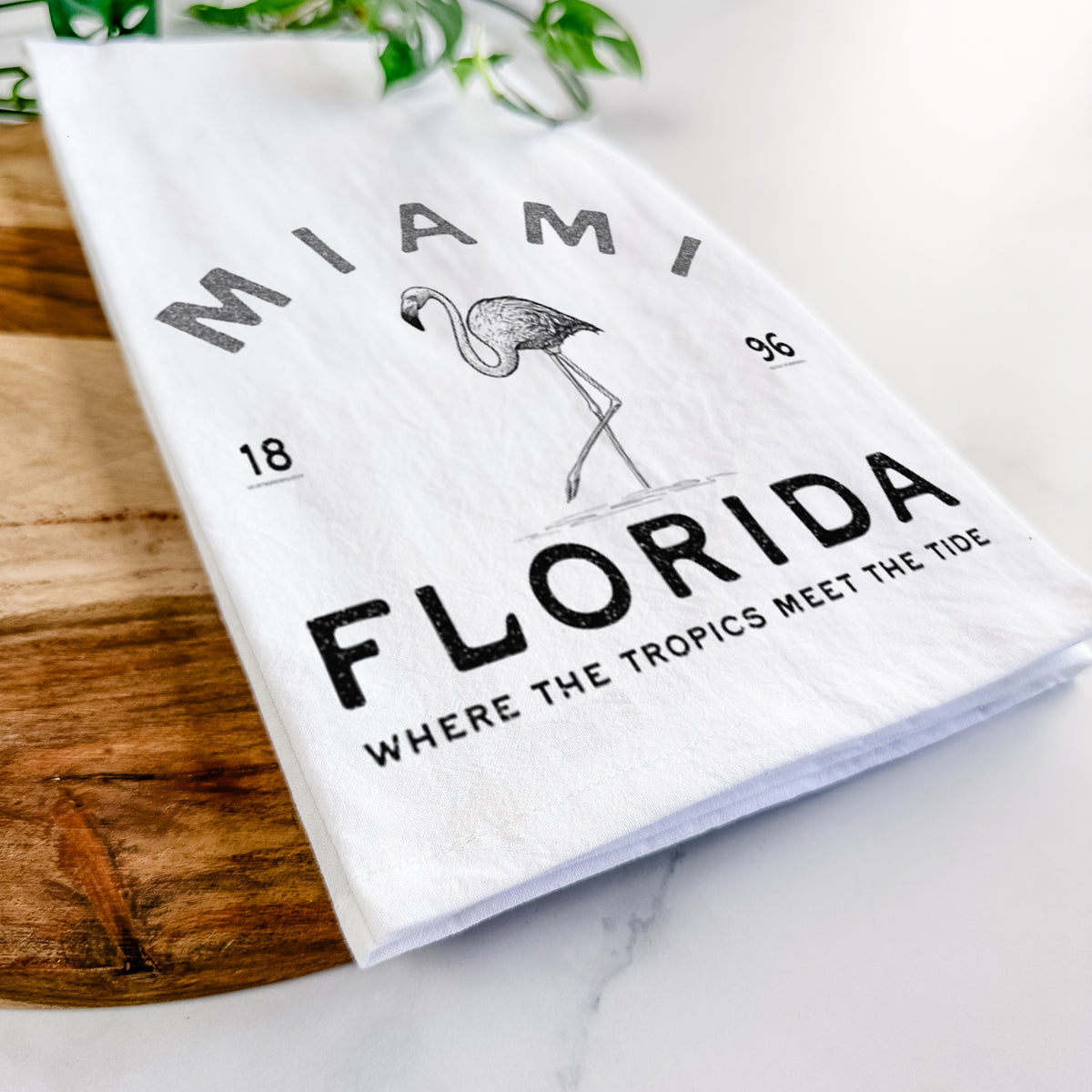 Miami Florida Flamingo Tea Towel