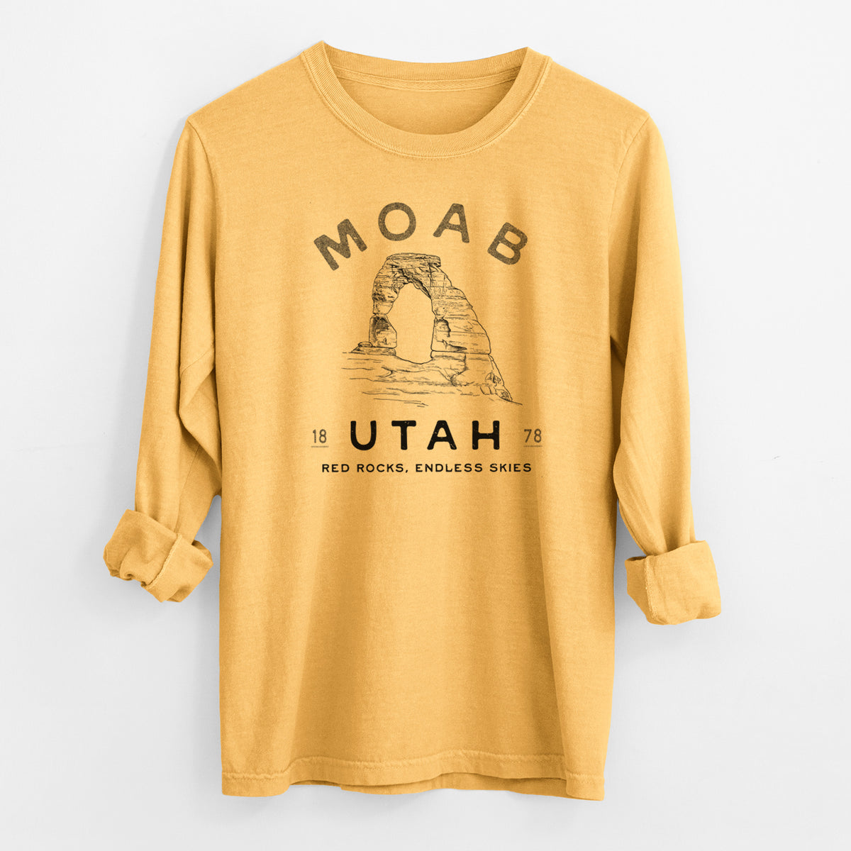 Moab Utah Delicate Arch - Men&#39;s Heavyweight 100% Cotton Long Sleeve