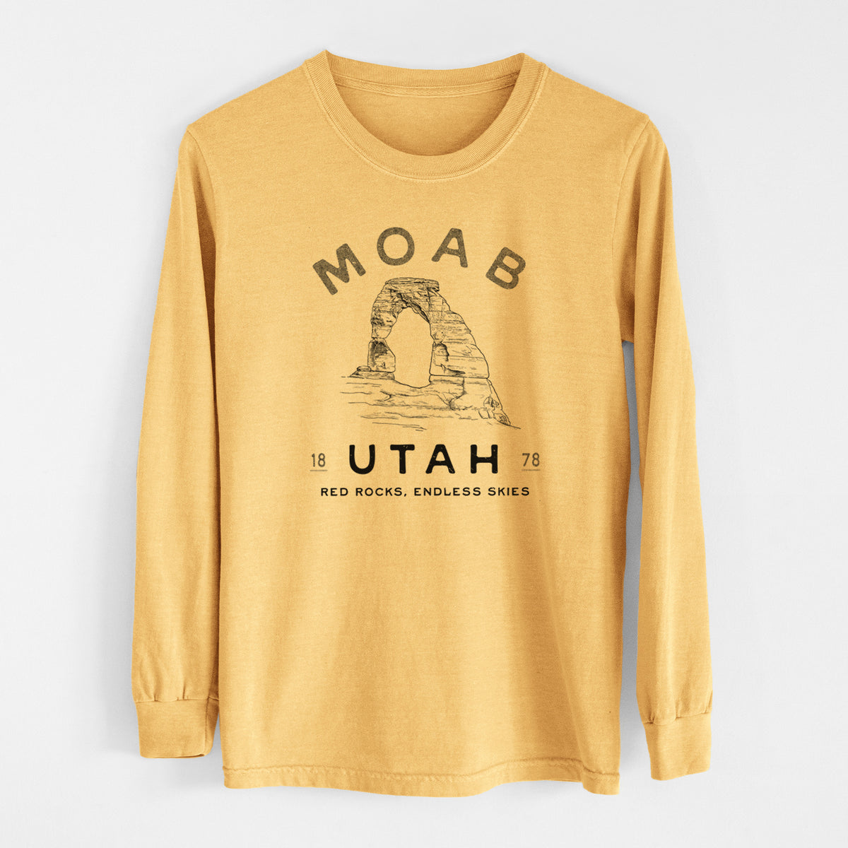 Moab Utah Delicate Arch - Men&#39;s Heavyweight 100% Cotton Long Sleeve