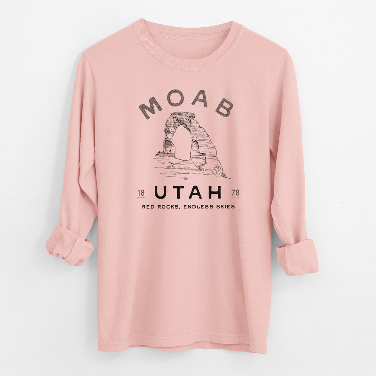 Moab Utah Delicate Arch - Men&#39;s Heavyweight 100% Cotton Long Sleeve