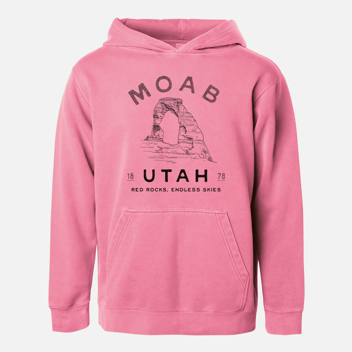 Moab Utah Delicate Arch - Youth Pigment Dyed Hoodie