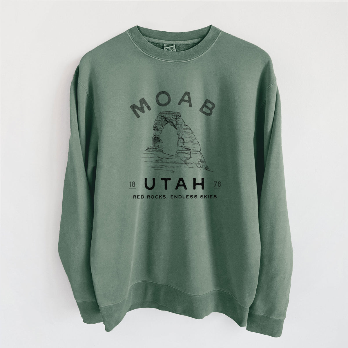 Moab Utah Delicate Arch - Unisex Pigment Dyed Crew Sweatshirt