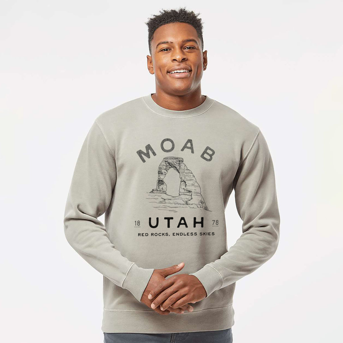 Moab Utah Delicate Arch - Unisex Pigment Dyed Crew Sweatshirt