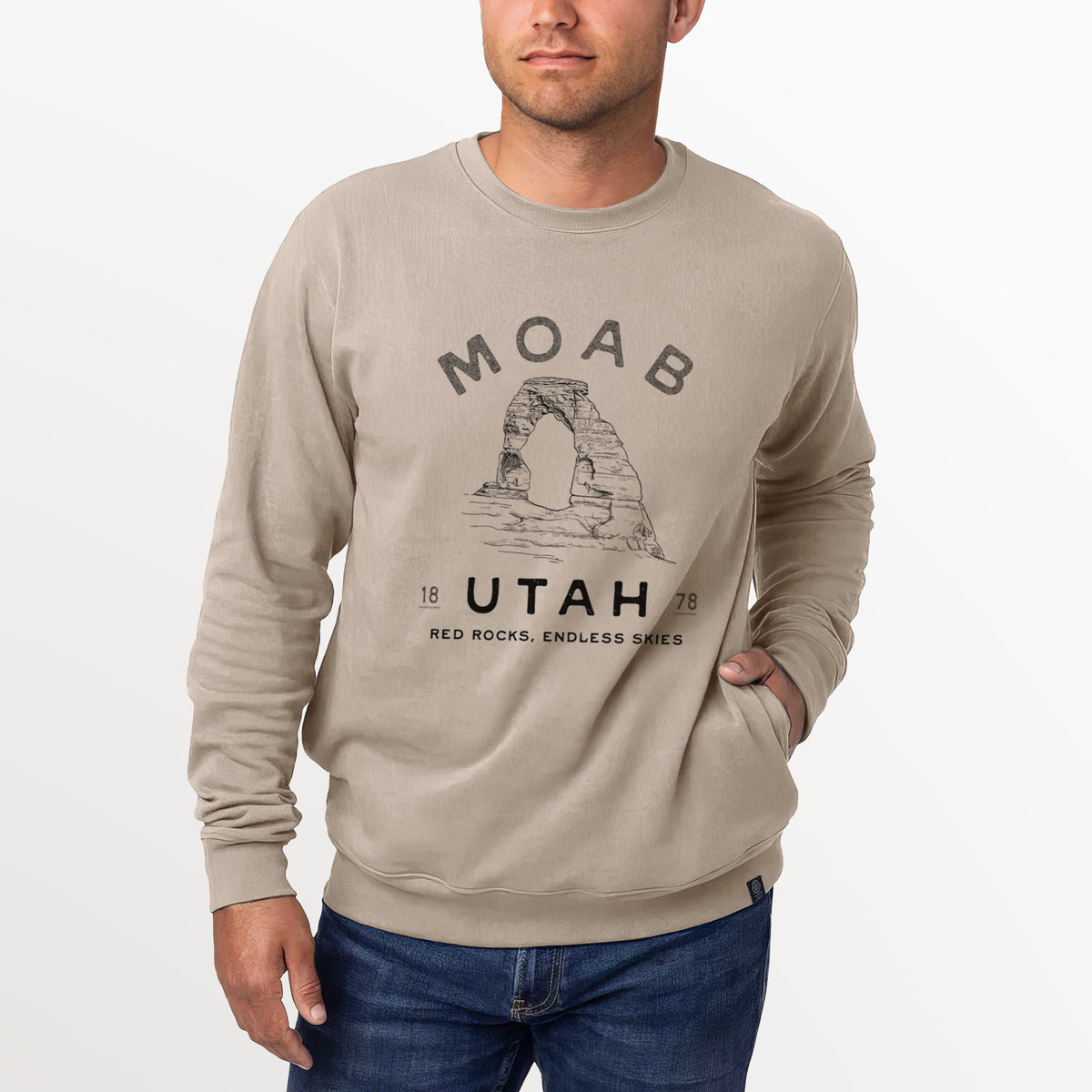 Moab Utah Delicate Arch  - Unisex Reclaimed Crewneck Sweatshirt