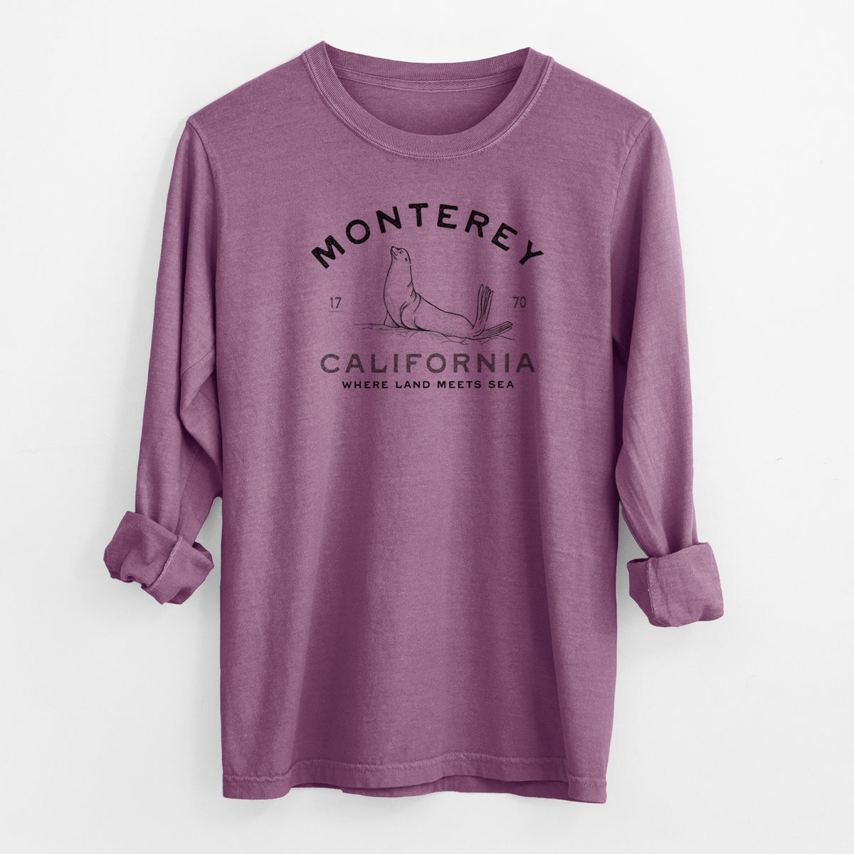 Monterey Sea Lion - Men&#39;s Heavyweight 100% Cotton Long Sleeve