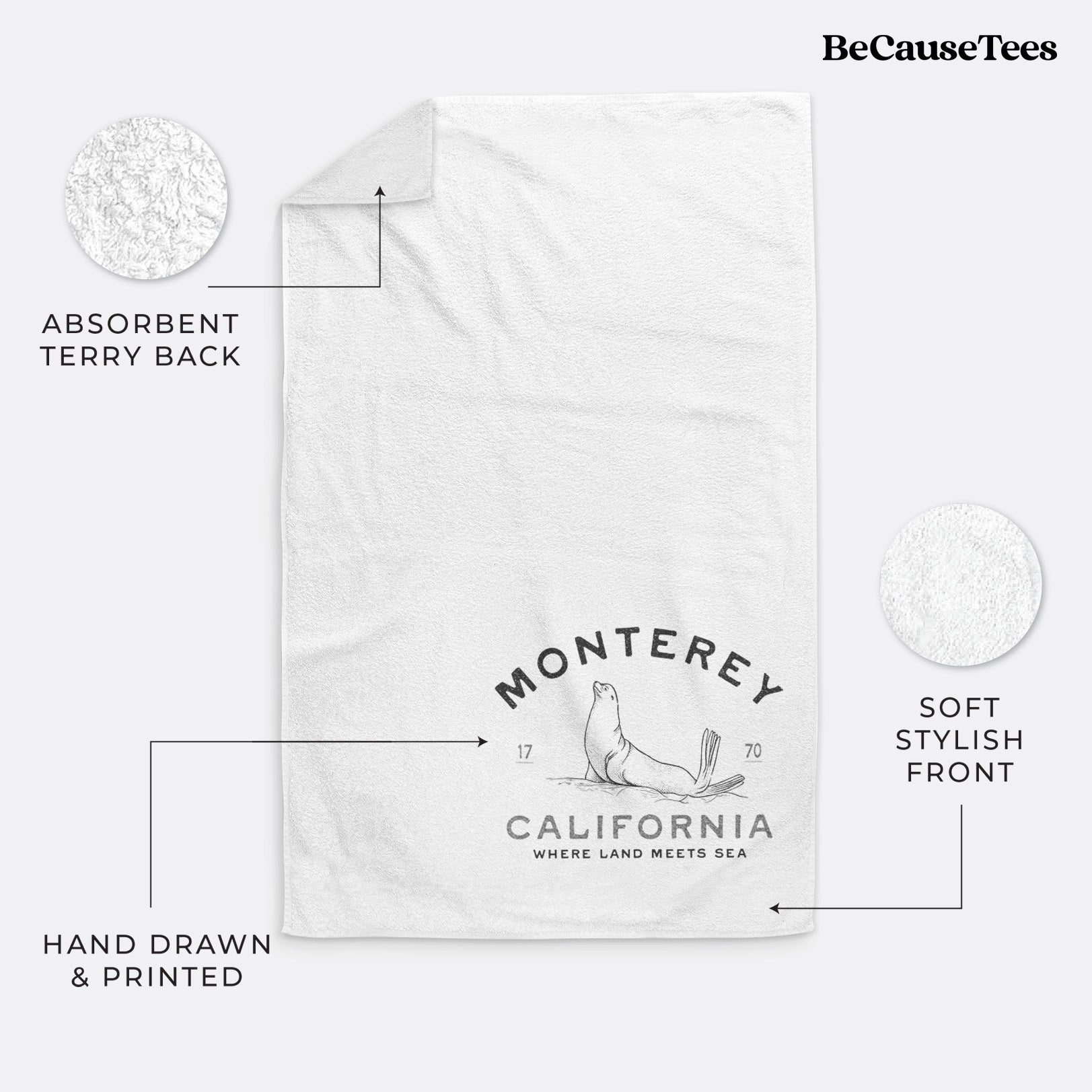 Monterey Sea Lion Premium Decorative Hand Towel