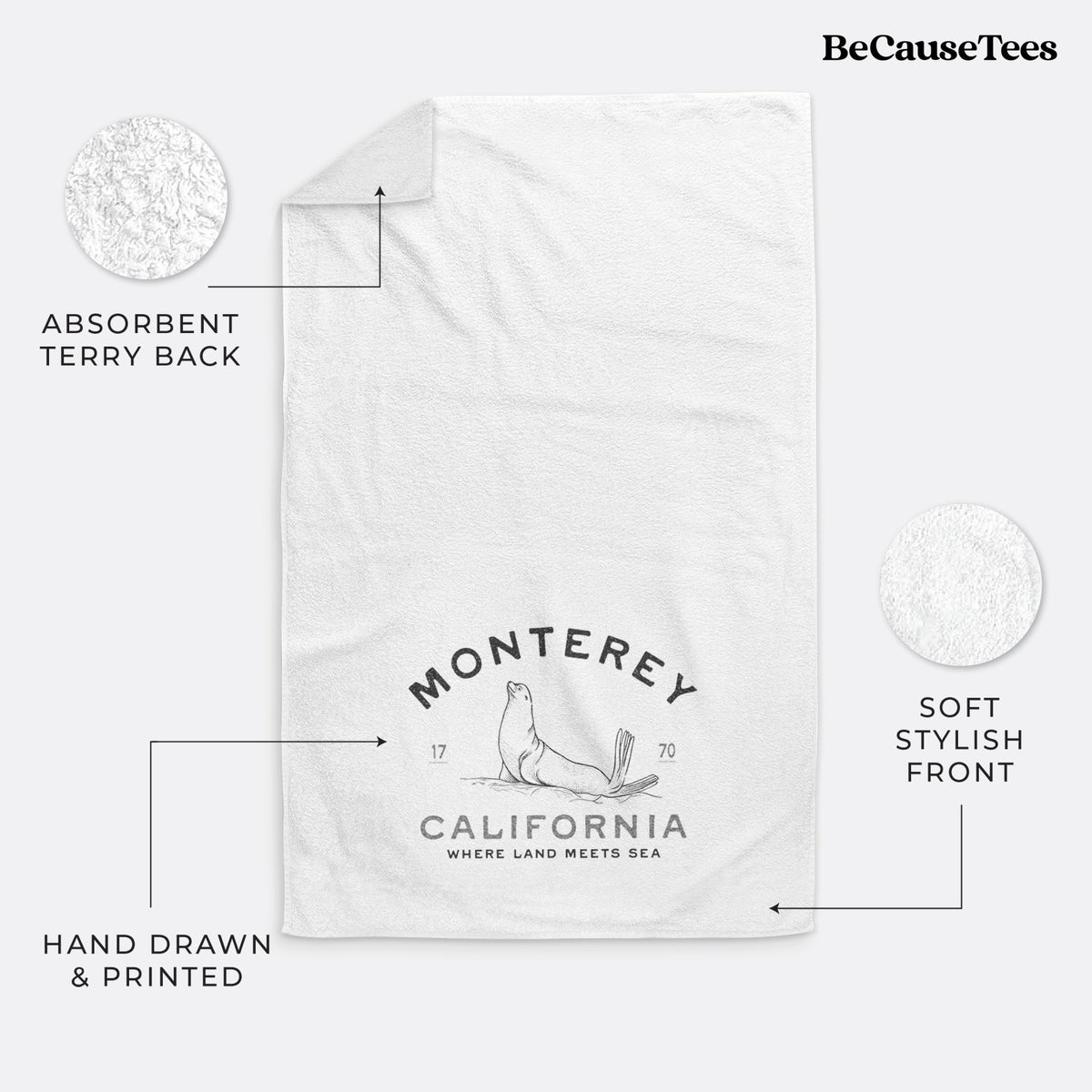 Monterey Sea Lion Premium Decorative Hand Towel