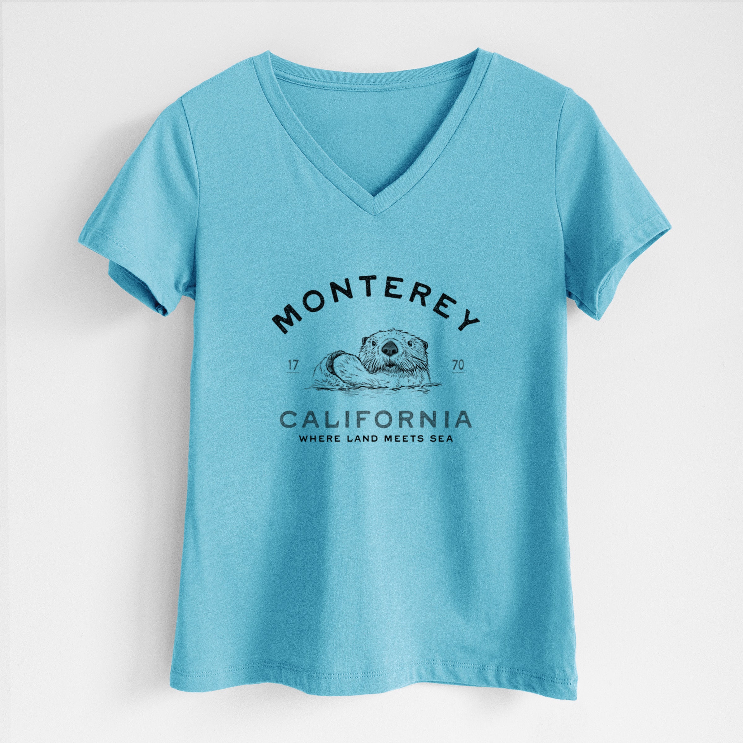 Monterey Sea Otter - Women's Lightweight Relaxed Fit 100% Cotton V-neck