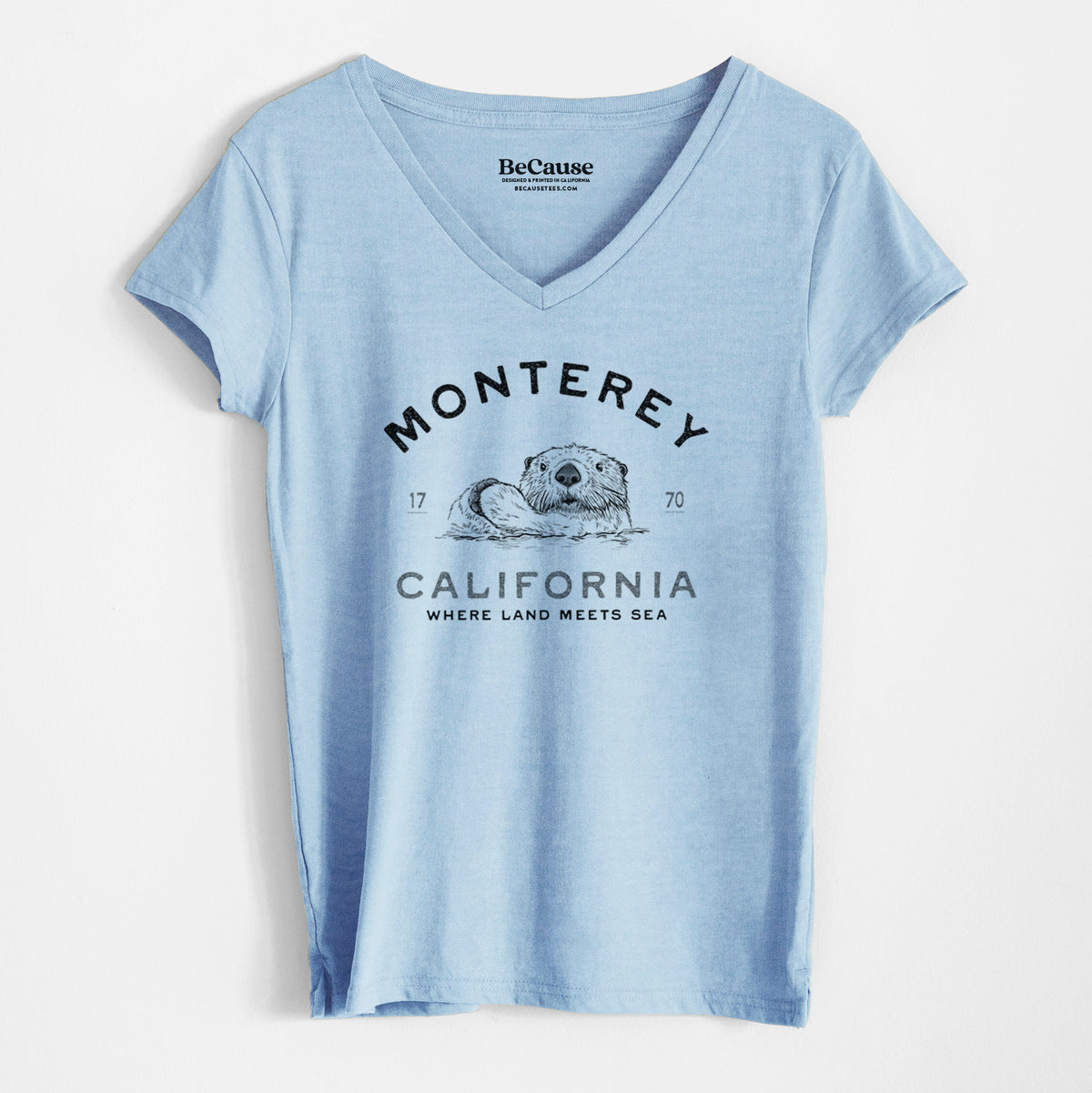 Monterey Sea Otter - Women&#39;s 100% Recycled V-neck