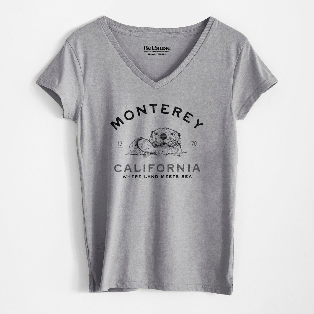 Monterey Sea Otter - Women&#39;s 100% Recycled V-neck