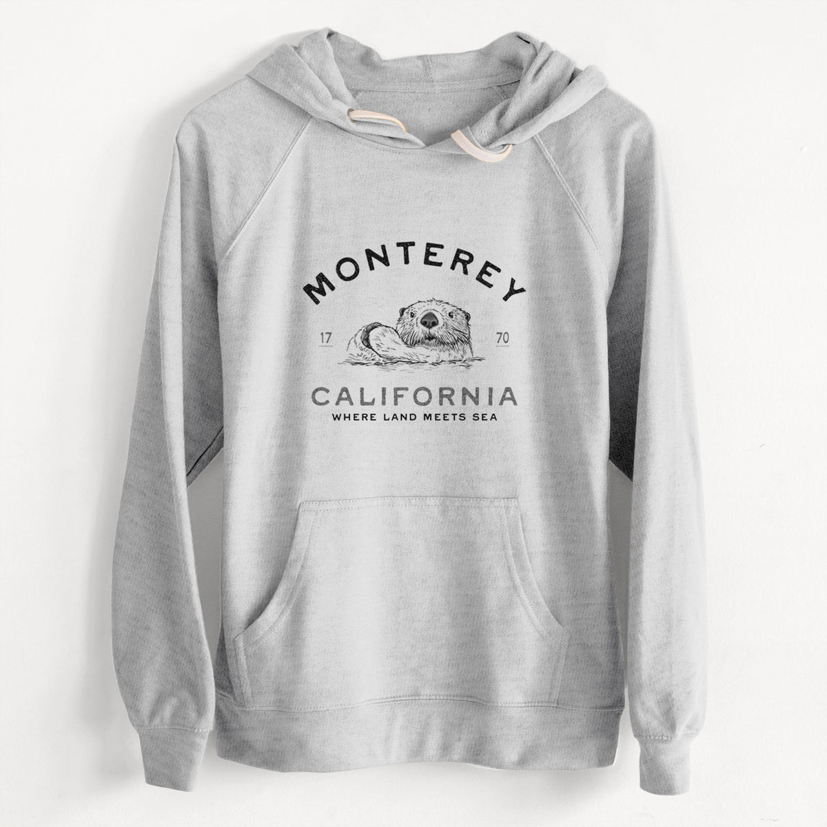 CLEARANCE - Monterey Sea Otter  - Unisex Slim Fit Loopback Terry Hoodie