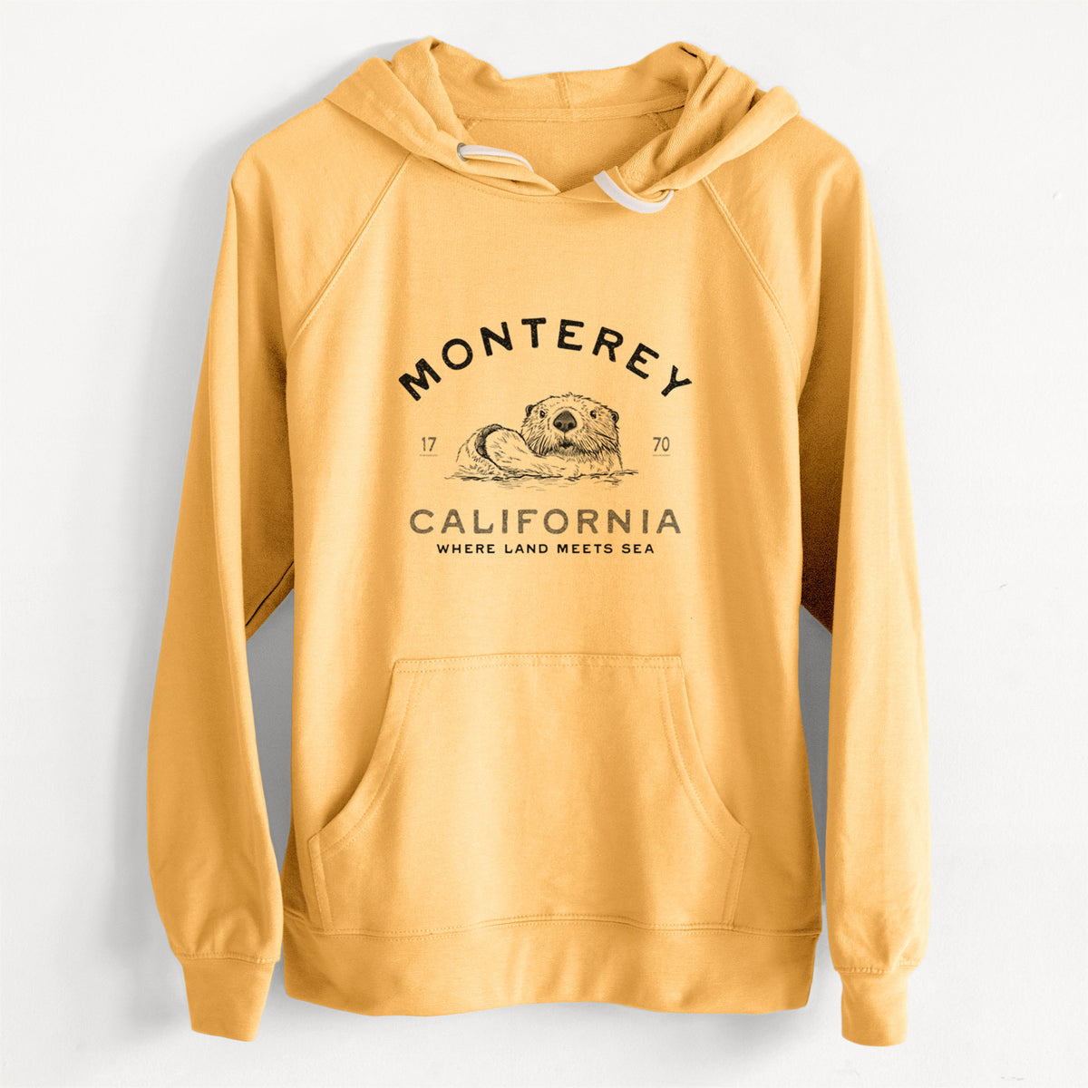 CLEARANCE - Monterey Sea Otter  - Unisex Slim Fit Loopback Terry Hoodie