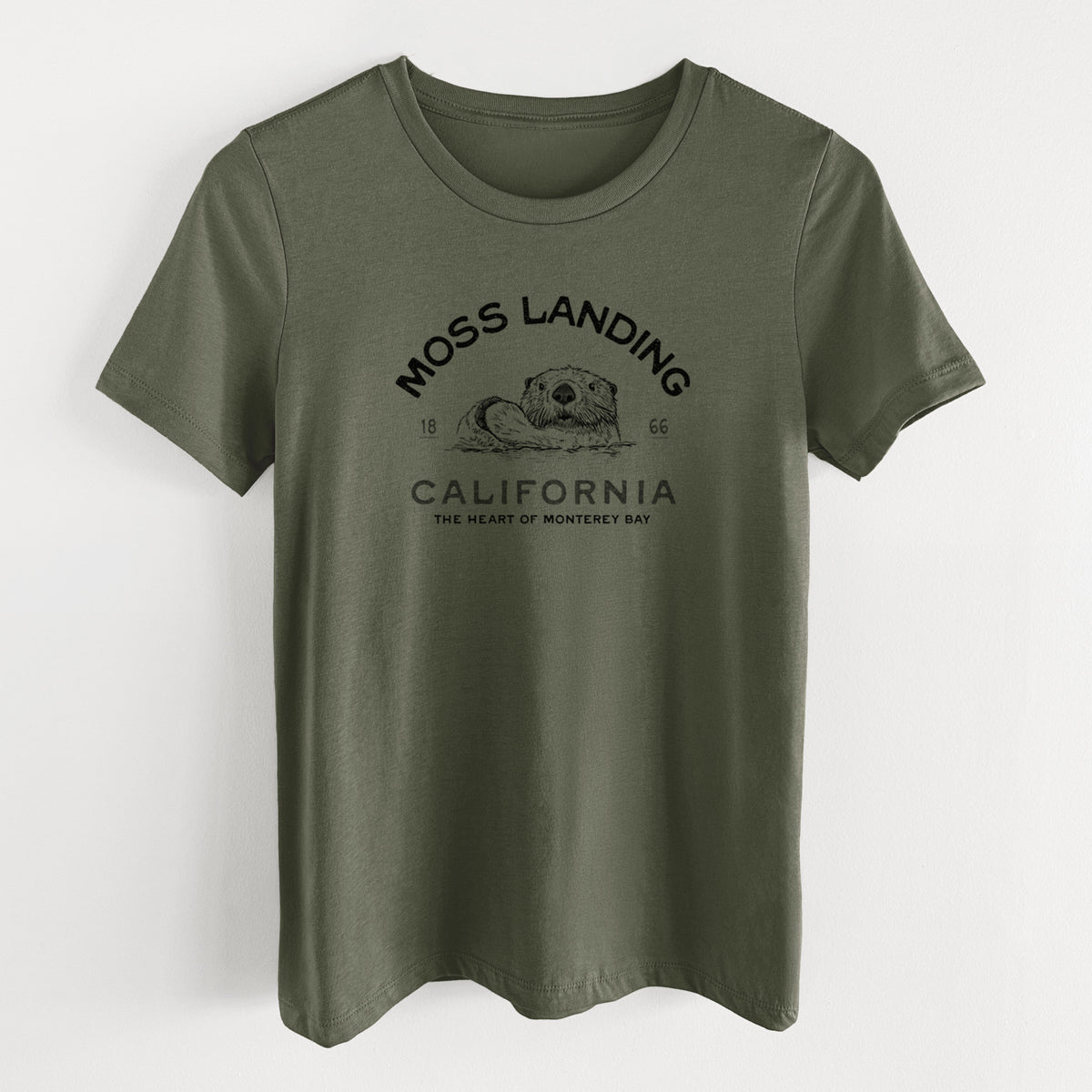 Moss Landing California - Sea Otter - Women's Lightweight Relaxed Fit 100% Cotton Crewneck