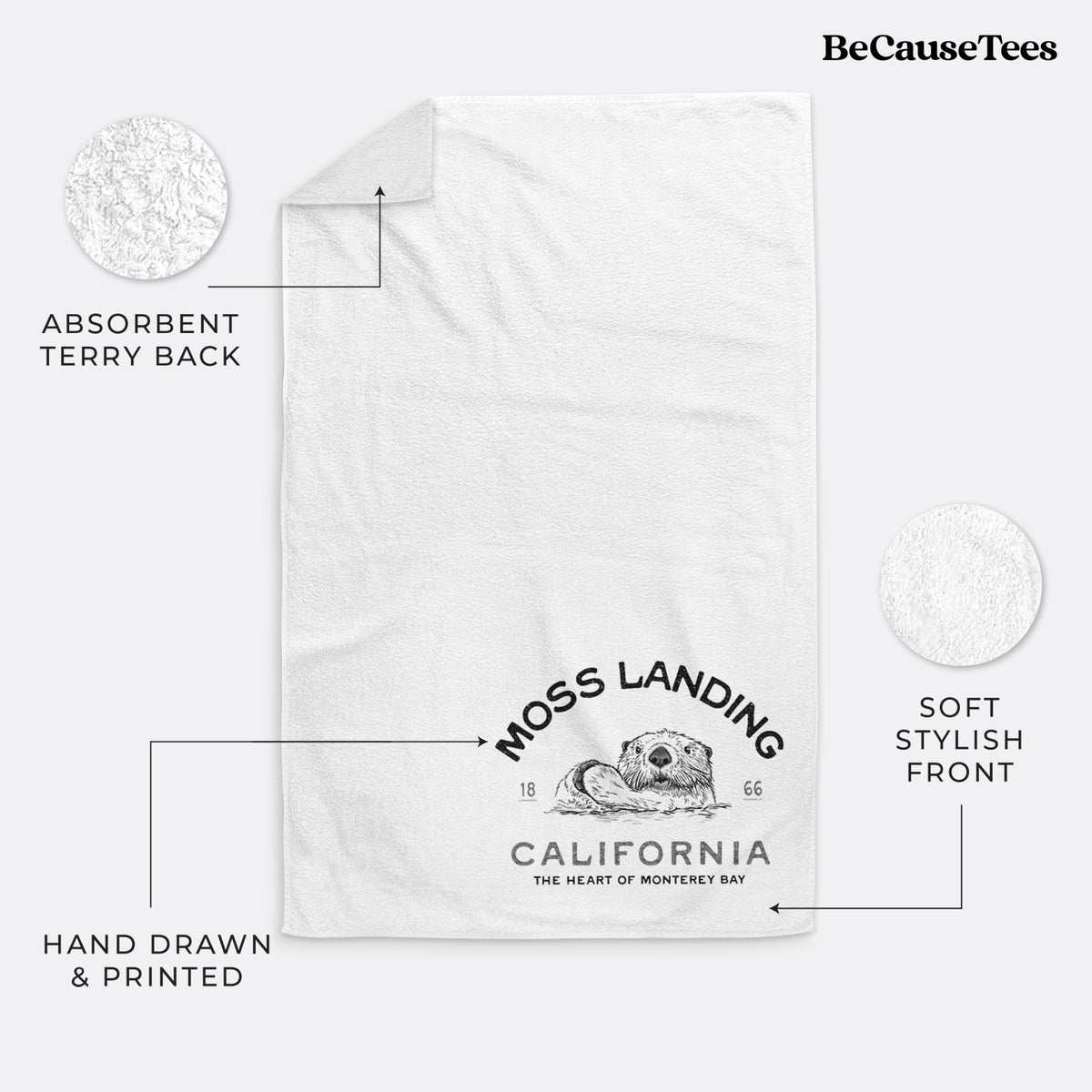 Moss Landing California - Sea Otter Premium Decorative Hand Towel