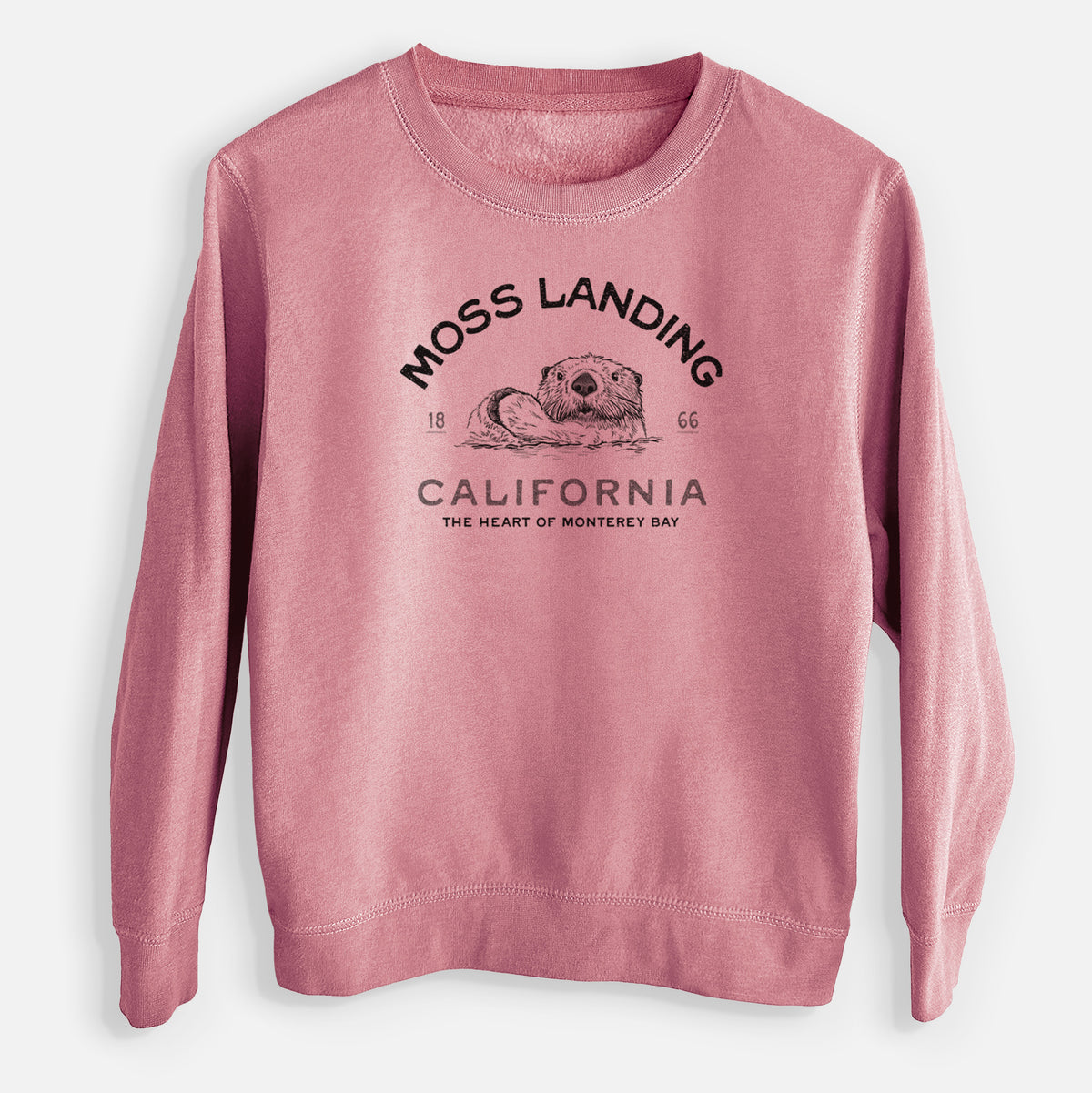 Moss Landing California - Sea Otter - Youth Lightweight Crewneck Sweatshirt