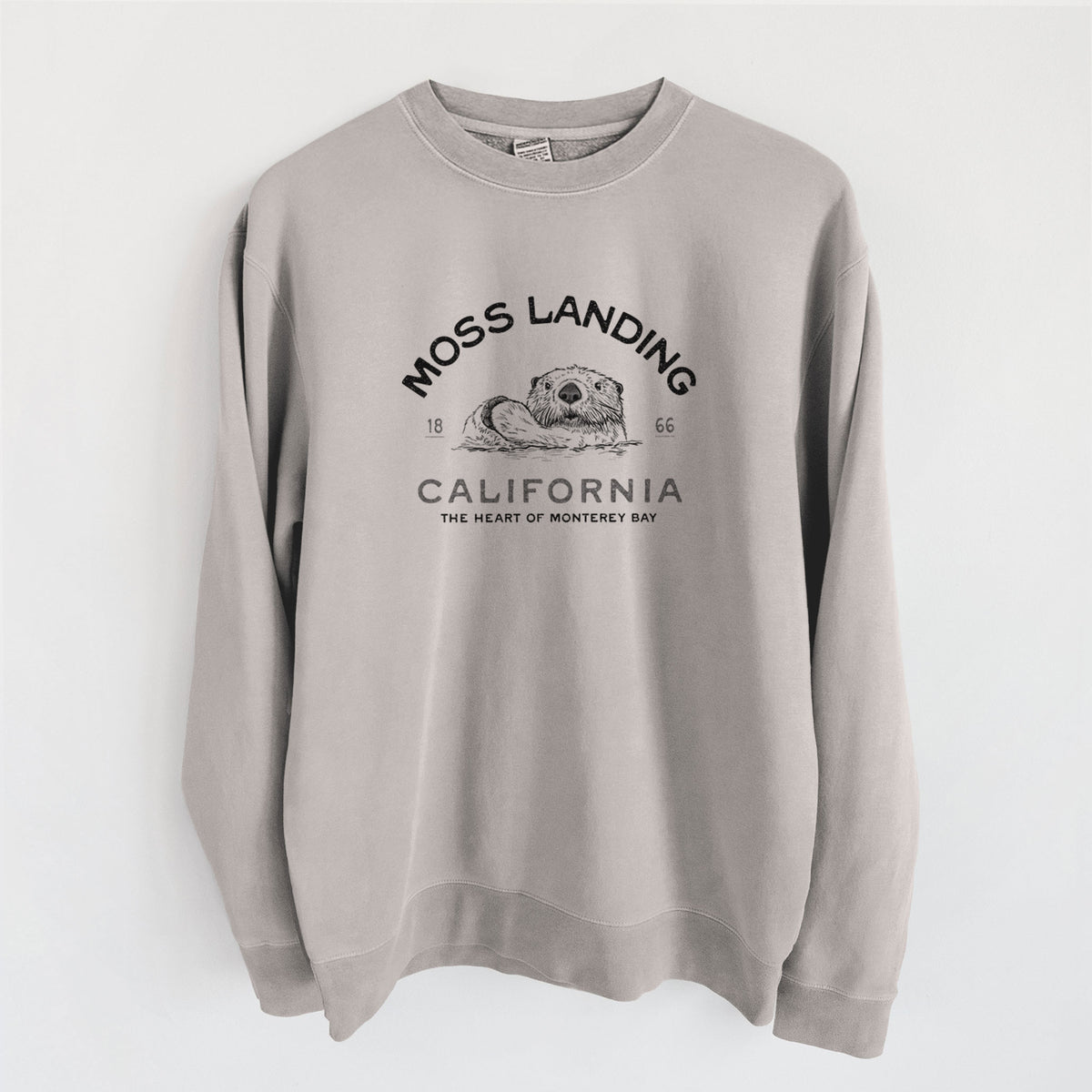 Moss Landing California - Sea Otter - Unisex Pigment Dyed Crew Sweatshirt