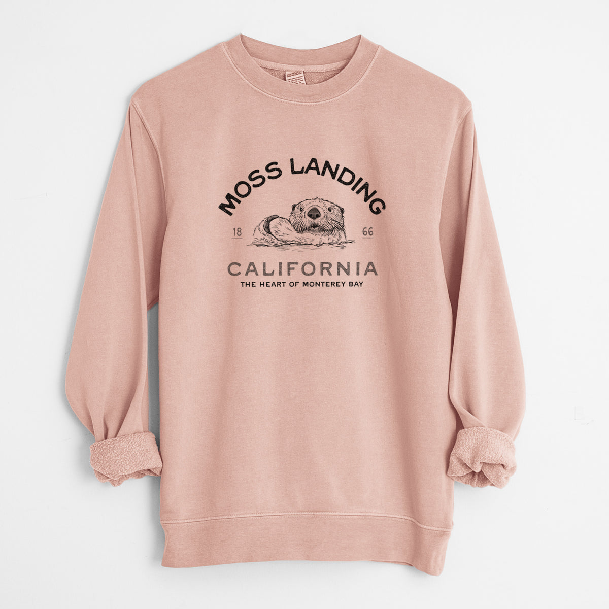 Moss Landing California - Sea Otter - Unisex Pigment Dyed Crew Sweatshirt