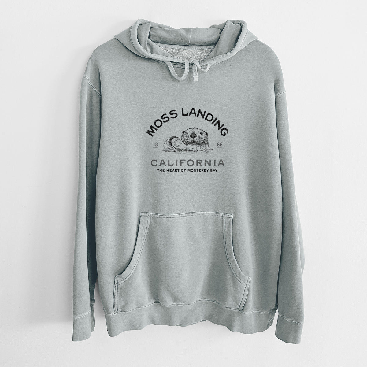 Moss Landing California - Sea Otter - Unisex Pigment Dyed Hoodie