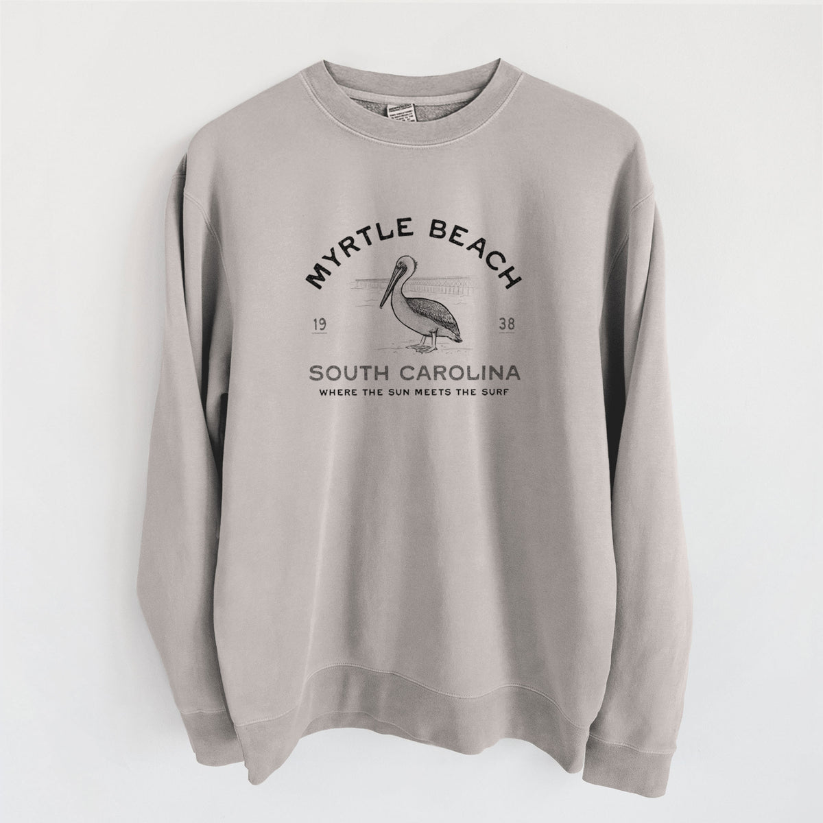 Myrtle Beach Pelican - Unisex Pigment Dyed Crew Sweatshirt
