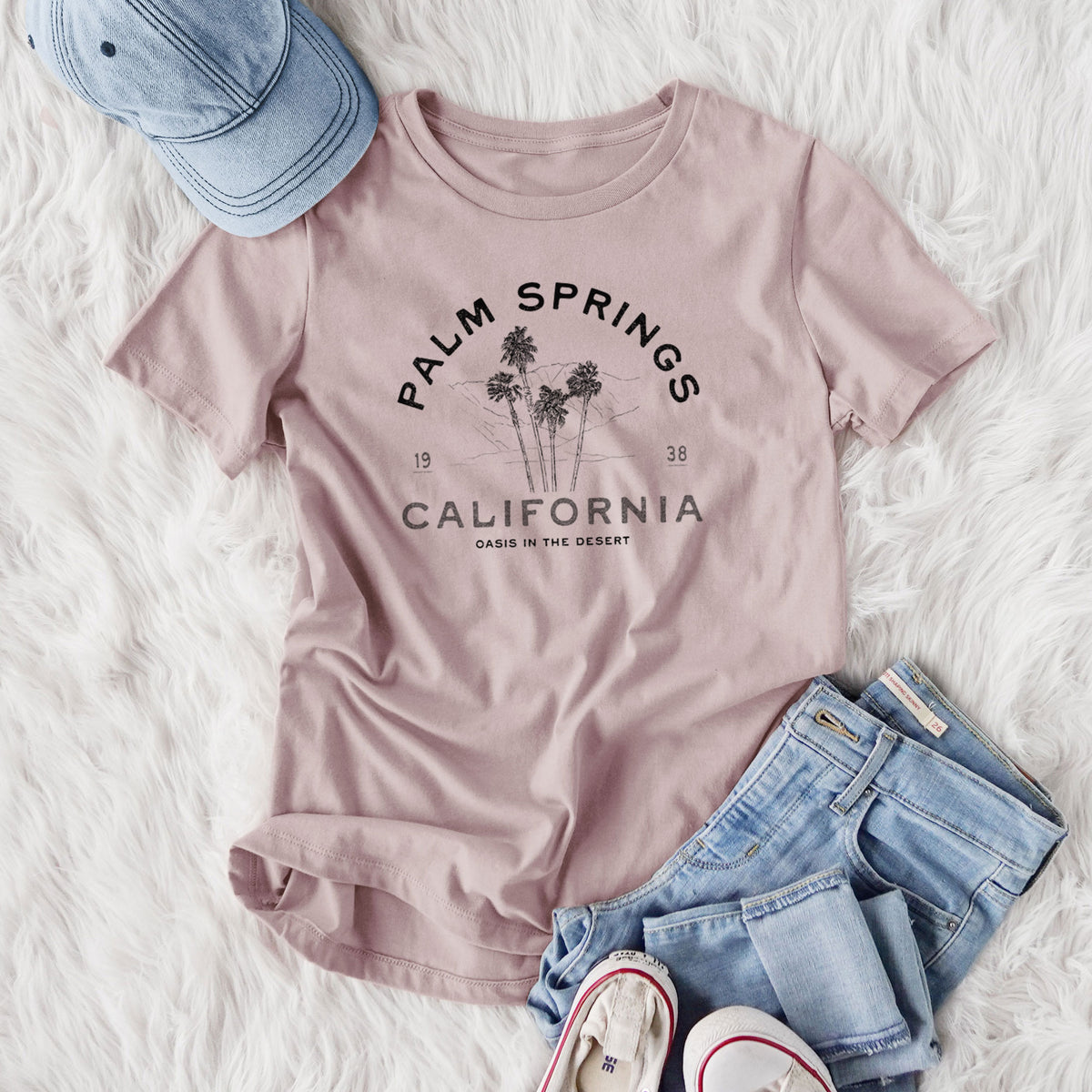 Palm Springs Palms - Women's Lightweight Relaxed Fit 100% Cotton Crewneck