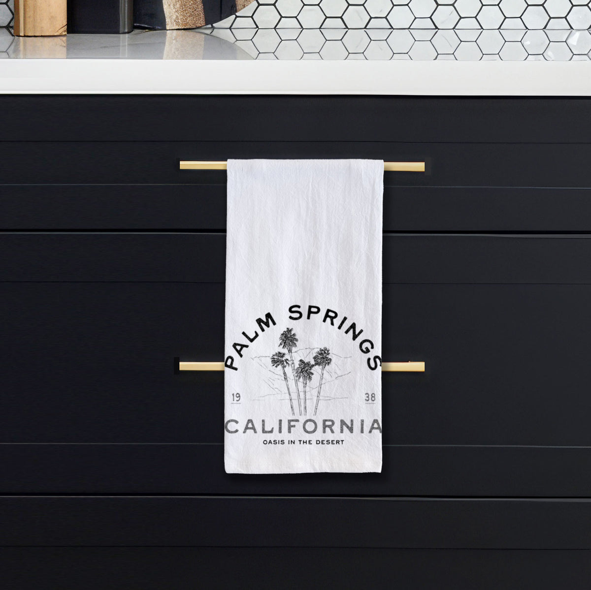 Palm Springs Palms Tea Towel