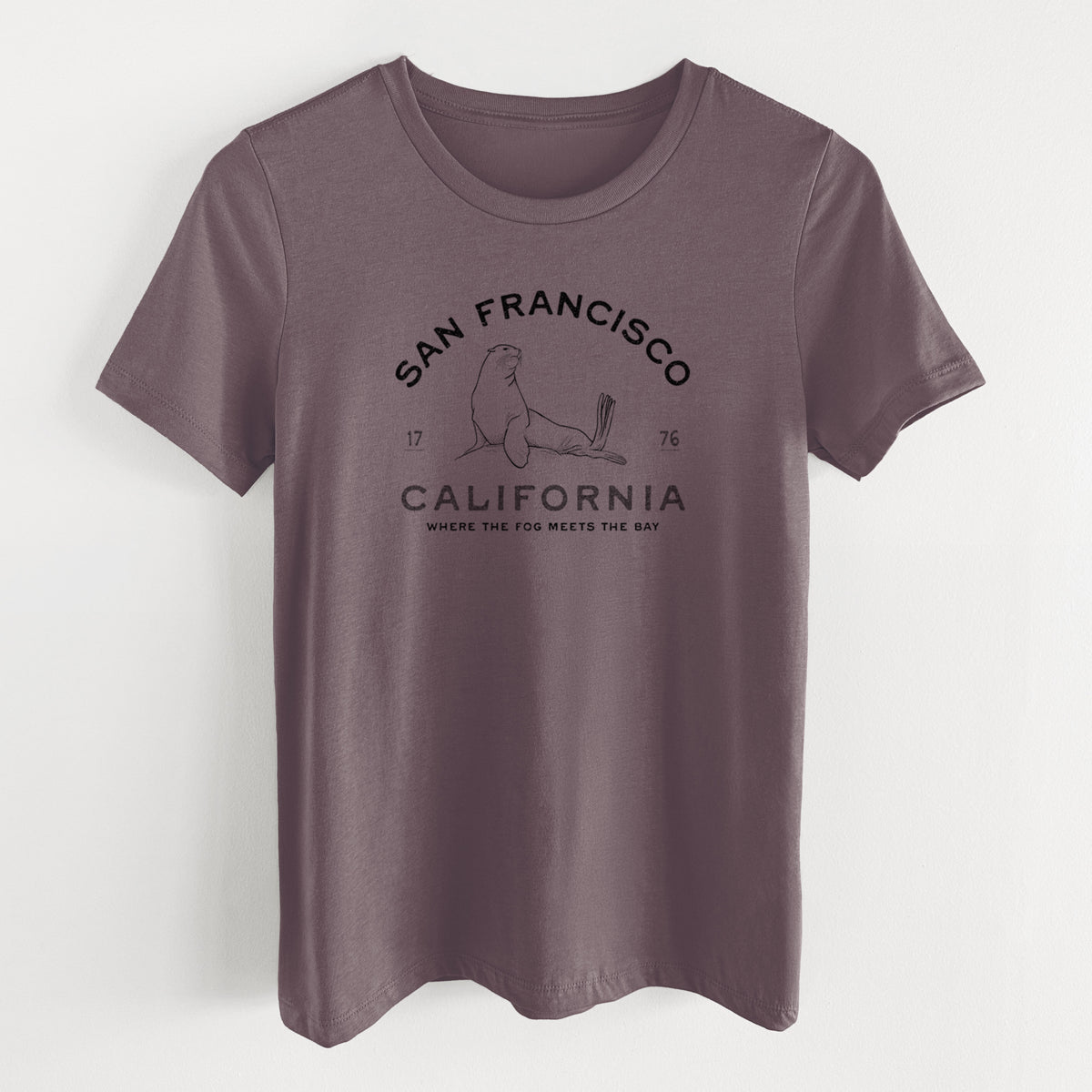 San Francisco California - Sea Lion - Women's Lightweight Relaxed Fit 100% Cotton Crewneck