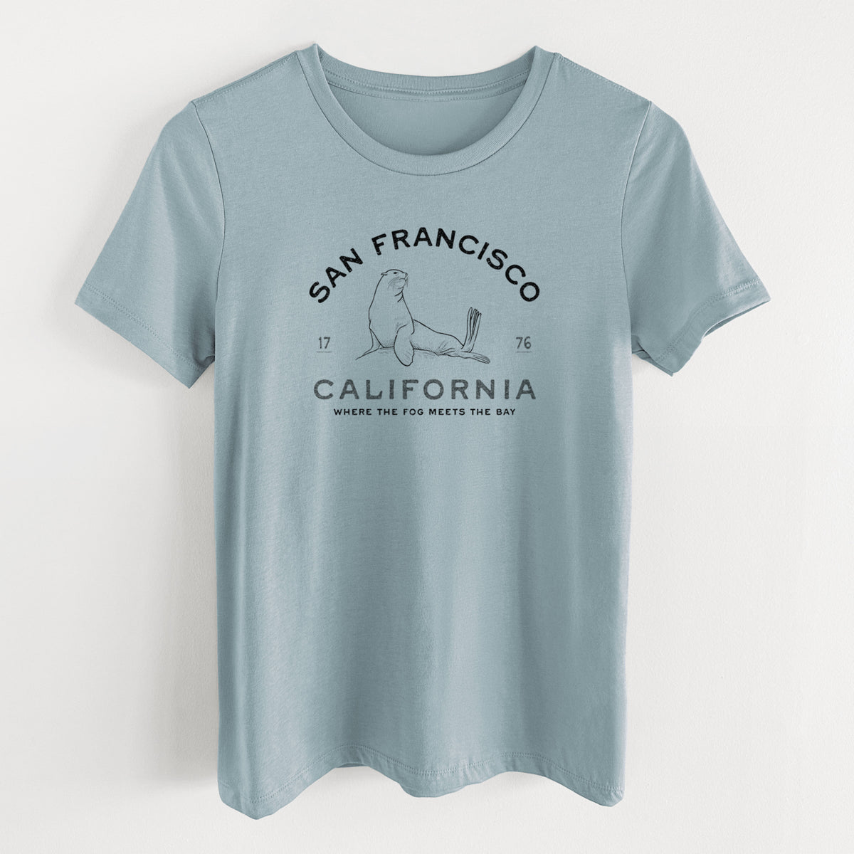 San Francisco California - Sea Lion - Women's Lightweight Relaxed Fit 100% Cotton Crewneck