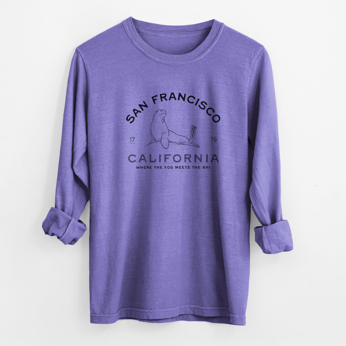 San Francisco California - Sea Lion - Unisex Comfort Colors 100% Cotton Long Sleeve
