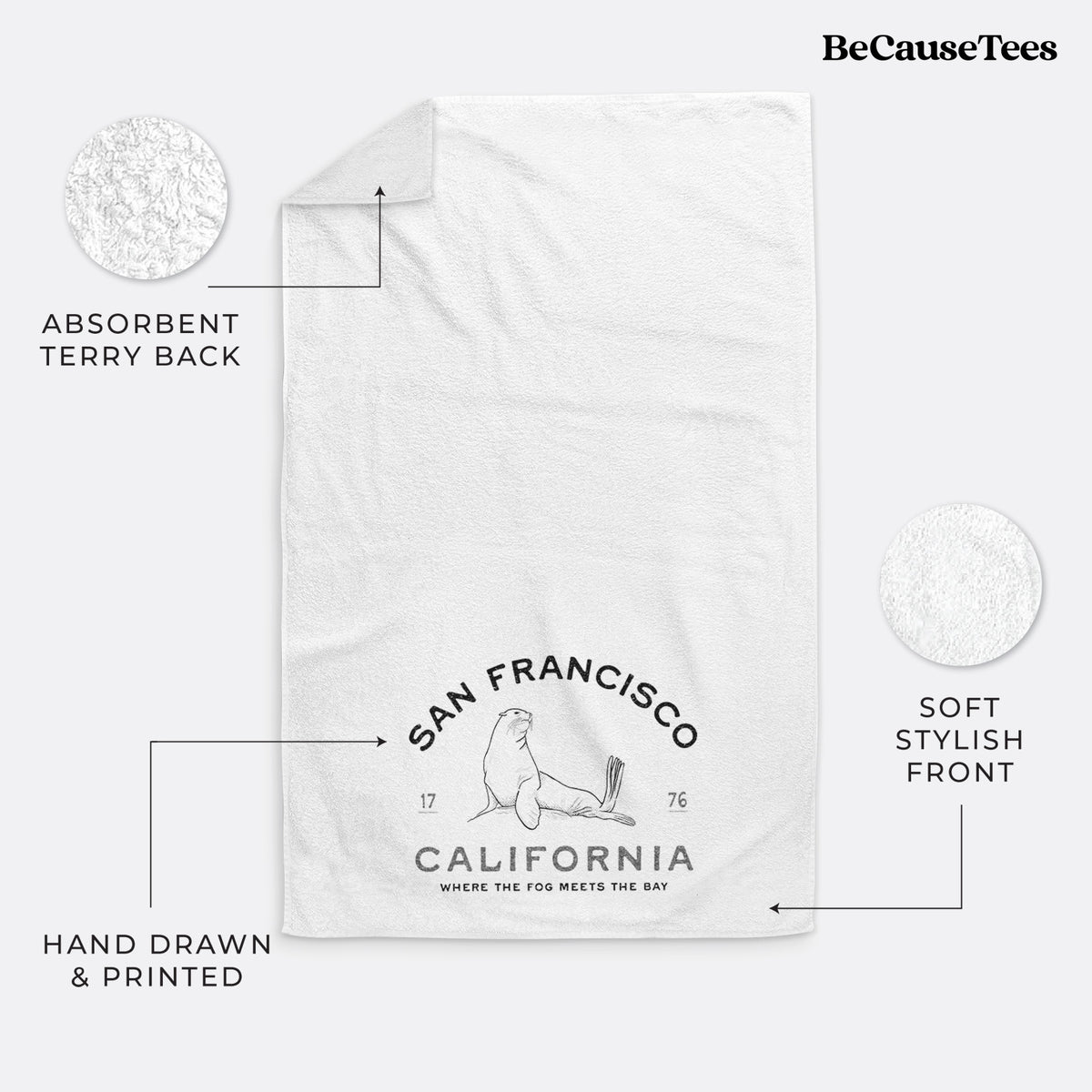 San Francisco California - Sea Lion Premium Decorative Hand Towel
