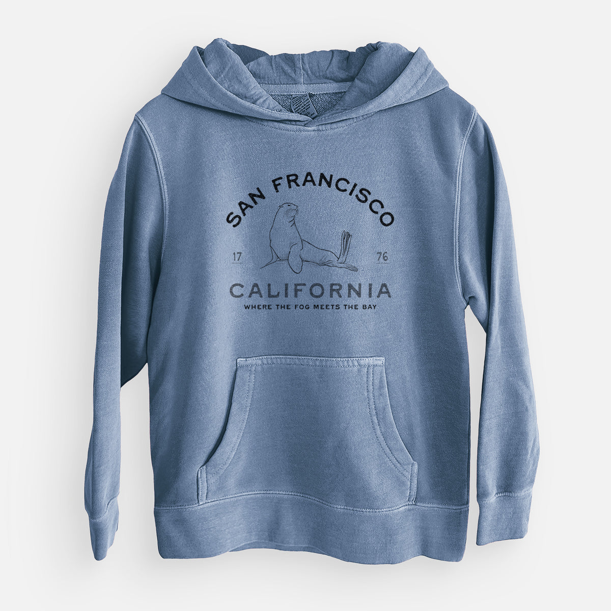 San Francisco California - Sea Lion - Youth Pigment Dyed Hoodie