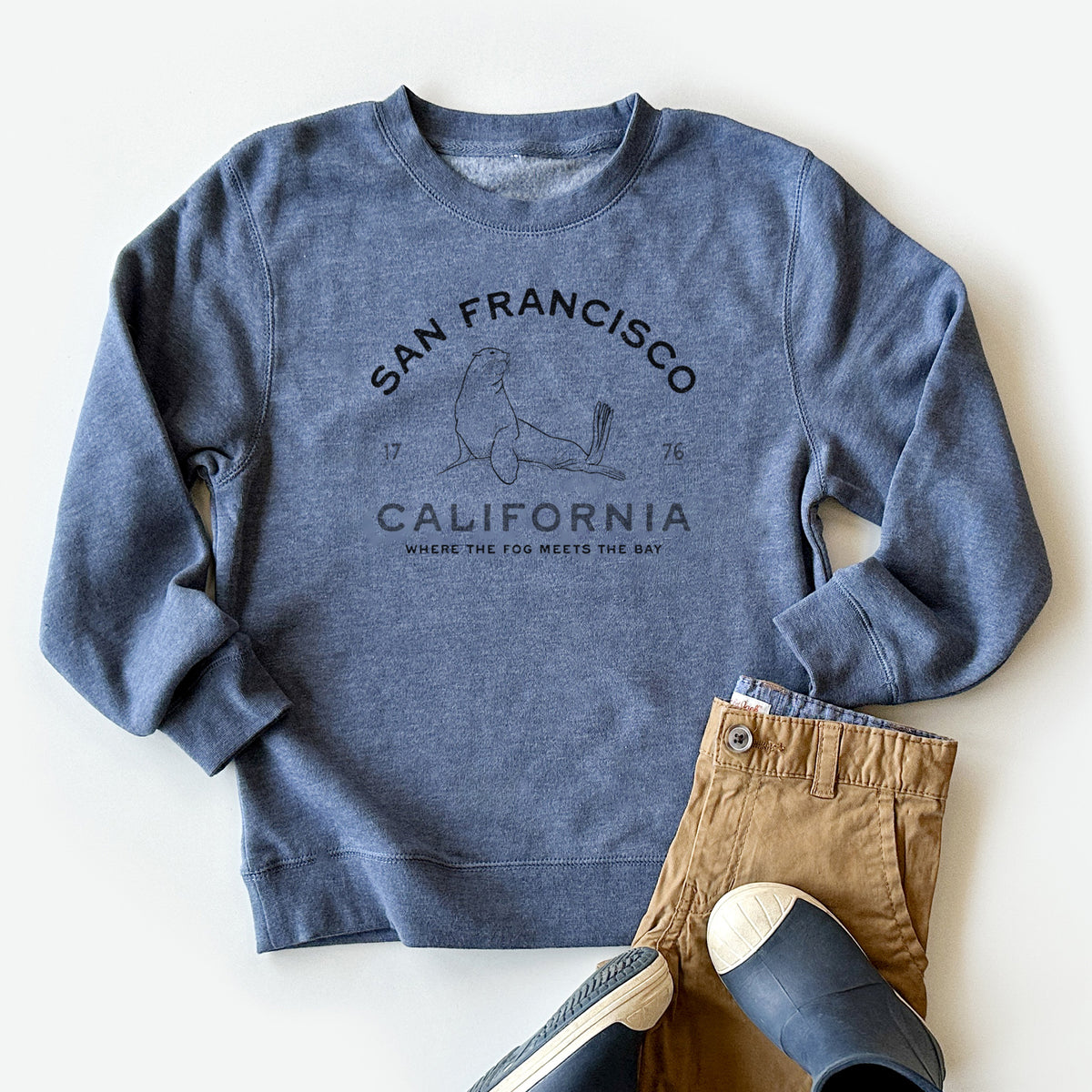 San Francisco California - Sea Lion - Youth Lightweight Crewneck Sweatshirt