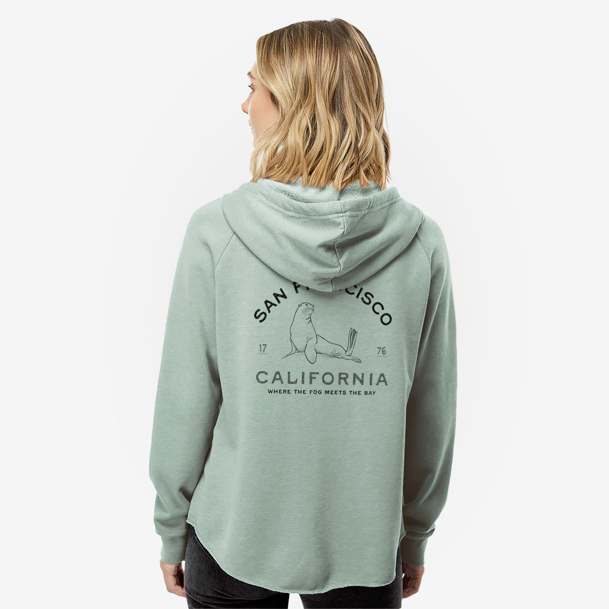 San Francisco California - Sea Lion - Women's Cali Wave Zip-Up Sweatshirt
