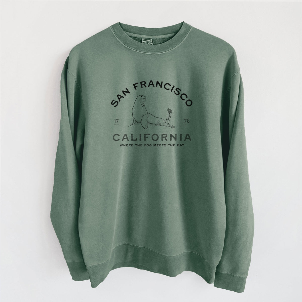San Francisco California - Sea Lion - Unisex Pigment Dyed Crew Sweatshirt