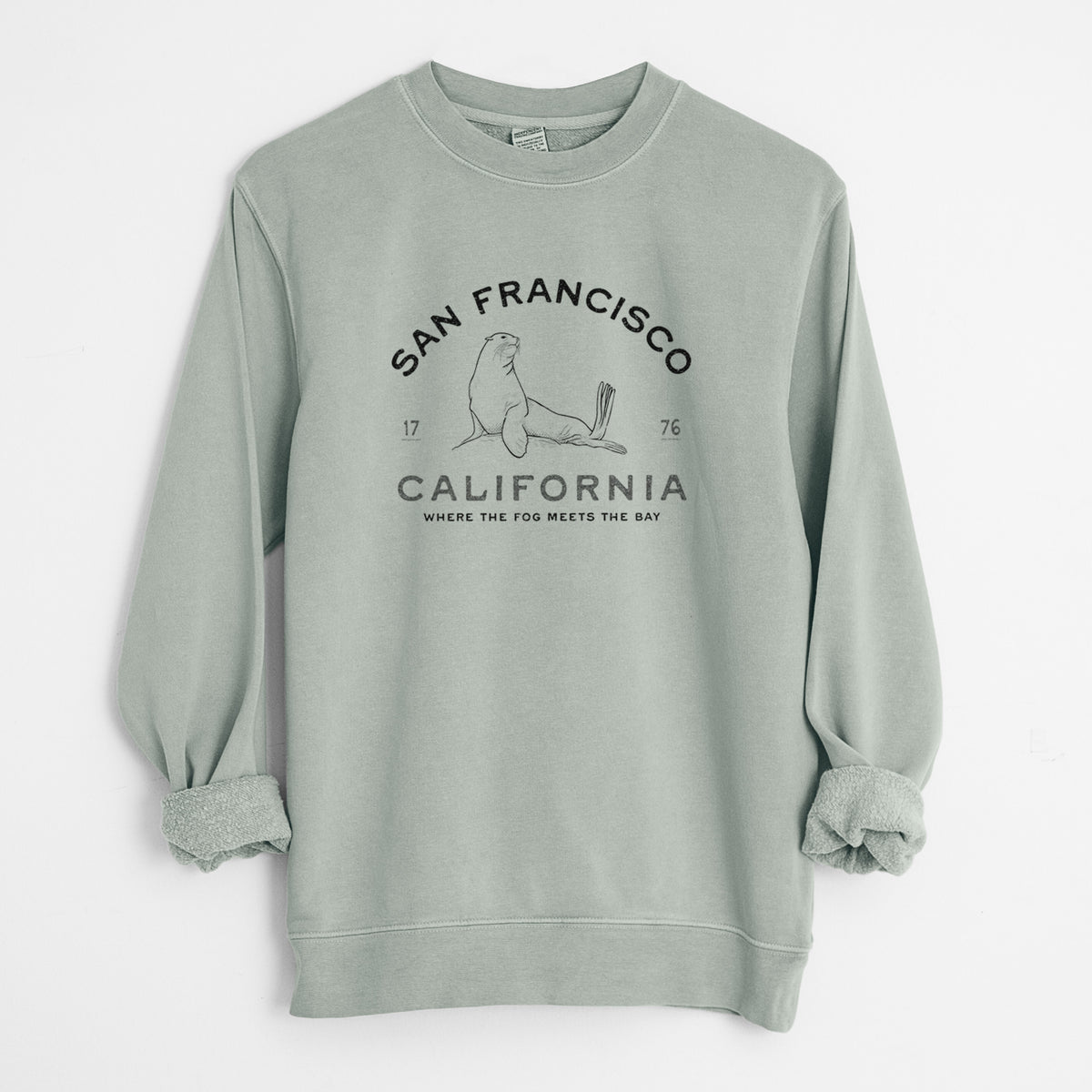 San Francisco California - Sea Lion - Unisex Pigment Dyed Crew Sweatshirt