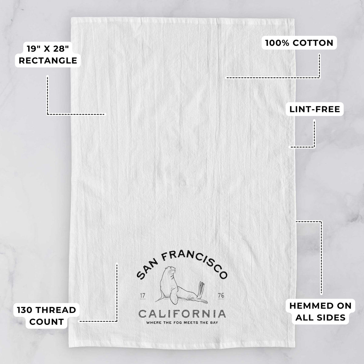 San Francisco California - Sea Lion Tea Towel
