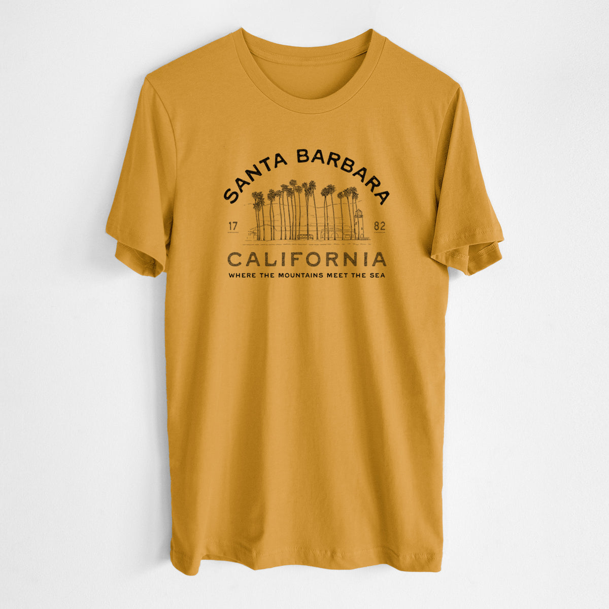 Santa Barbara California - Row of Palms - Lightweight 100% Cotton Unisex Crewneck