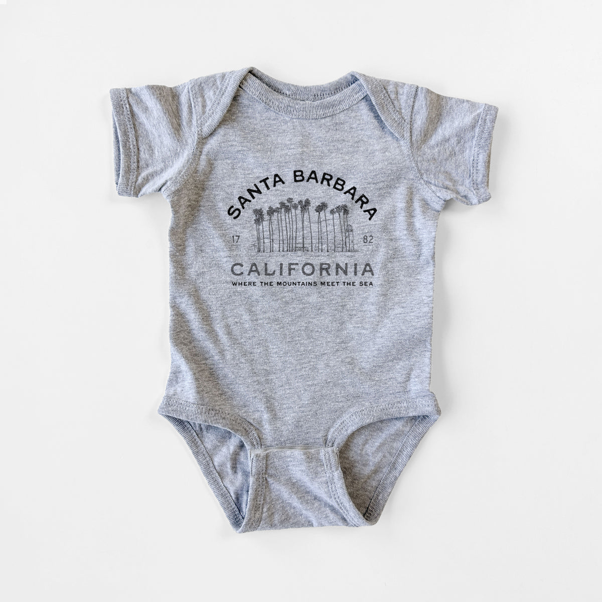Santa Barbara California - Row of Palms - Baby Fine Jersey Bodysuit