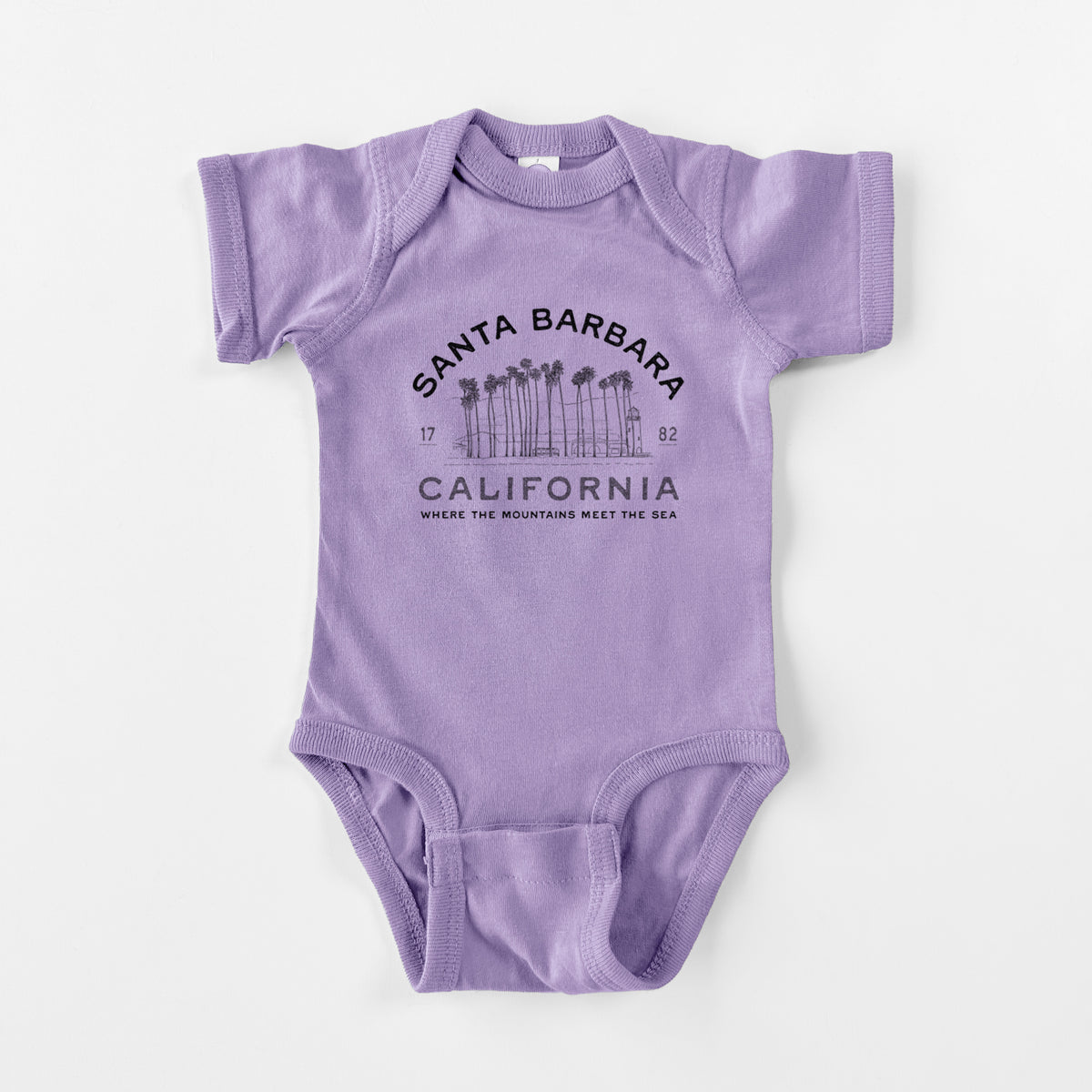 Santa Barbara California - Row of Palms - Baby Fine Jersey Bodysuit