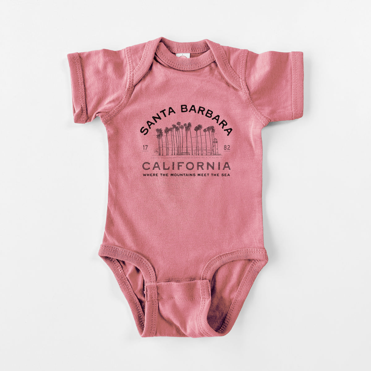 Santa Barbara California - Row of Palms - Baby Fine Jersey Bodysuit