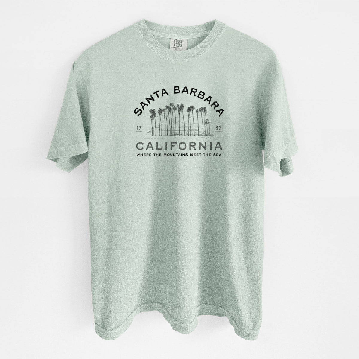 Santa Barbara California - Row of Palms - Unisex Comfort Colors Garment-Dyed Heavyweight T-shirt