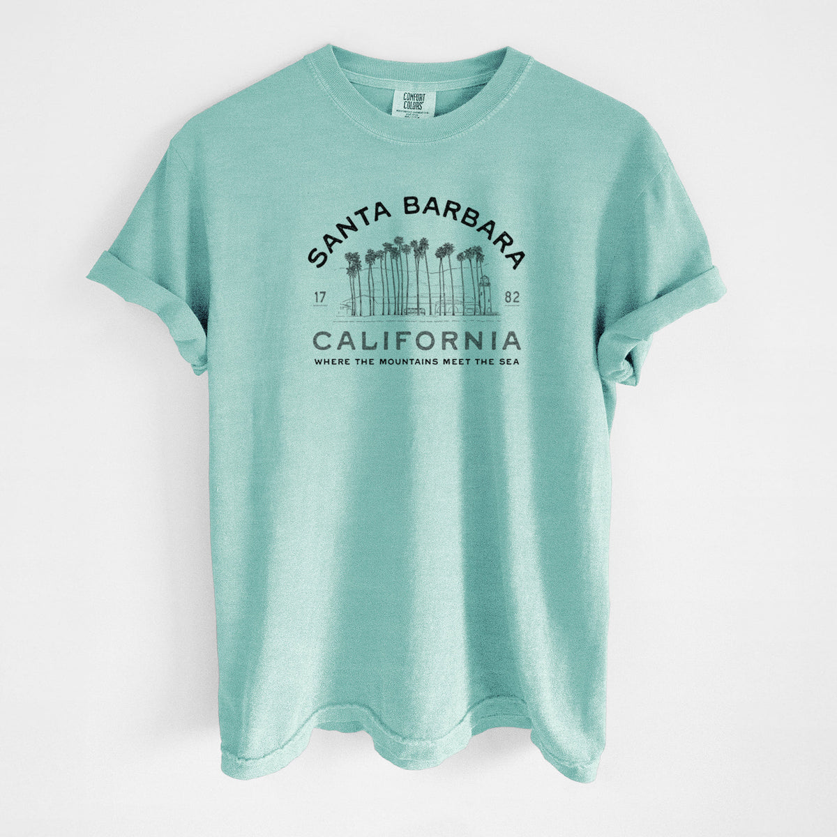 Santa Barbara California - Row of Palms - Unisex Comfort Colors Garment-Dyed Heavyweight T-shirt