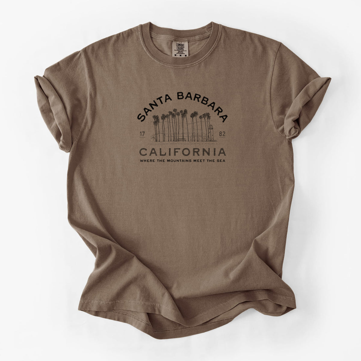Santa Barbara California - Row of Palms - Unisex Comfort Colors Garment-Dyed Heavyweight T-shirt
