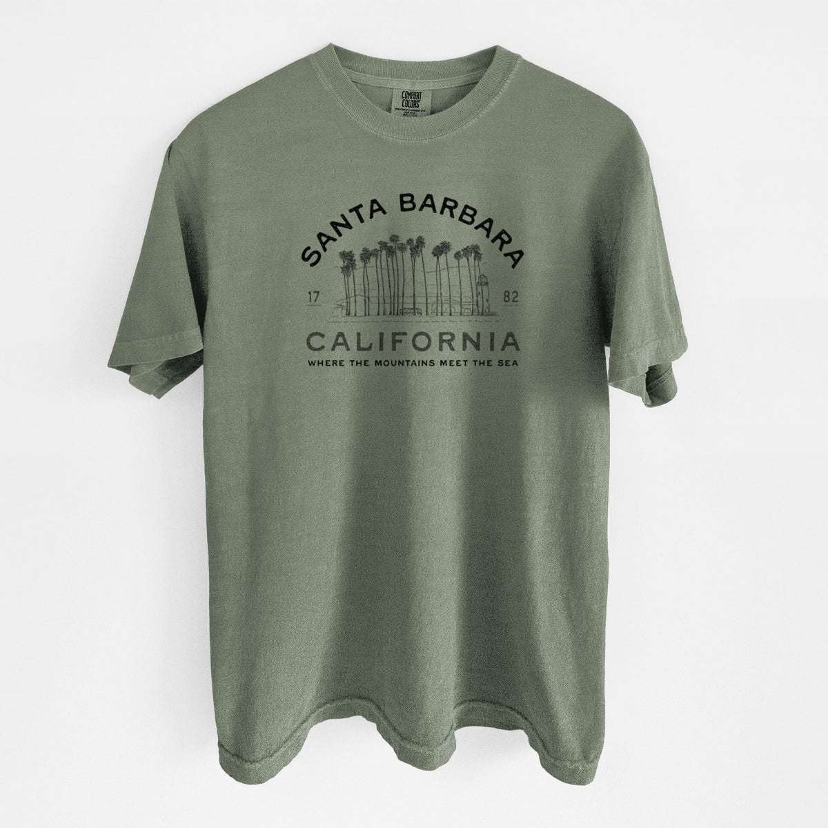 Santa Barbara California - Row of Palms - Unisex Comfort Colors Garment-Dyed Heavyweight T-shirt