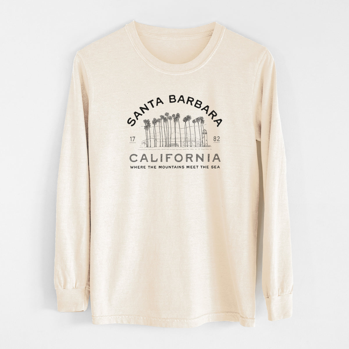 Santa Barbara California - Row of Palms - Unisex Comfort Colors 100% Cotton Long Sleeve