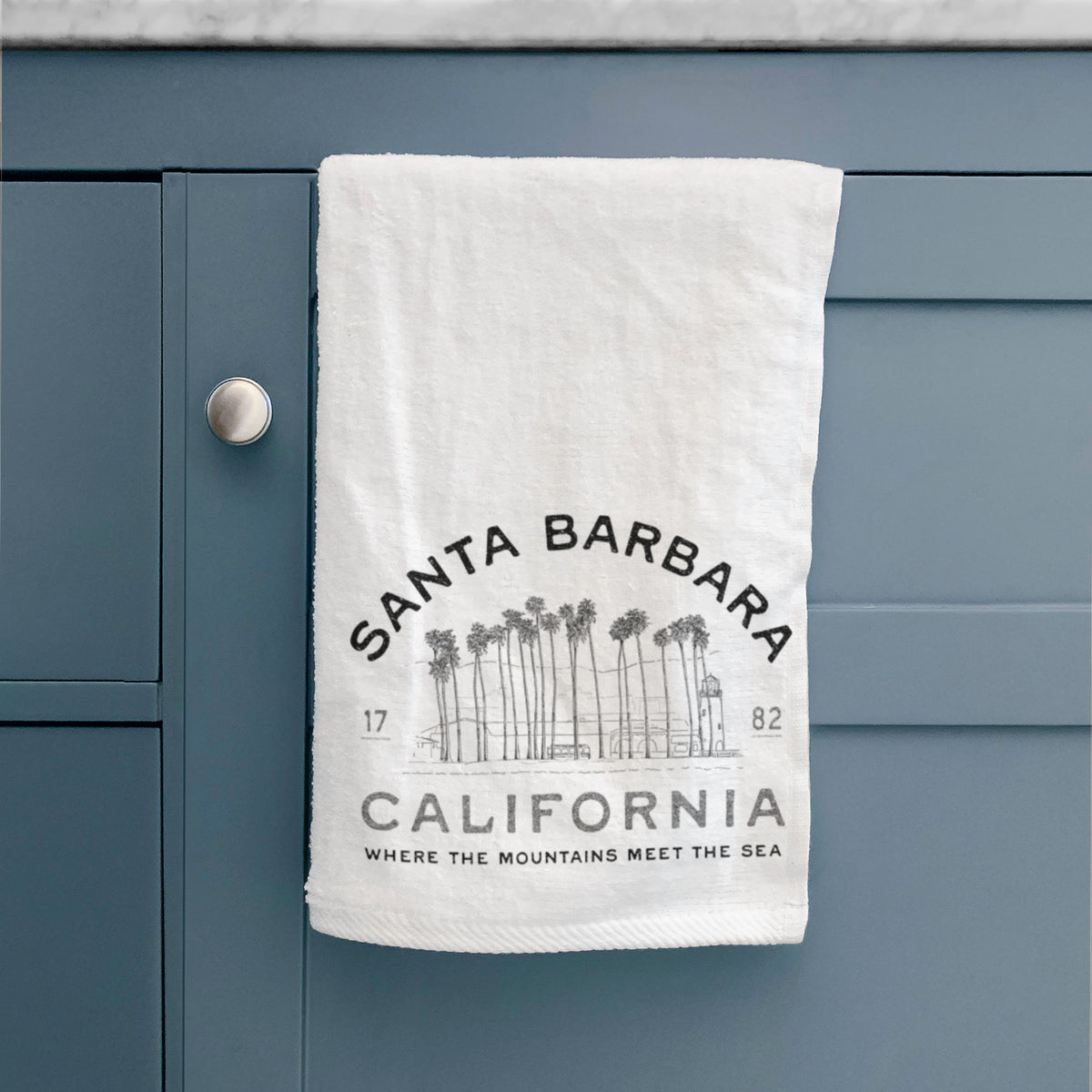 Santa Barbara California - Row of Palms Premium Decorative Hand Towel
