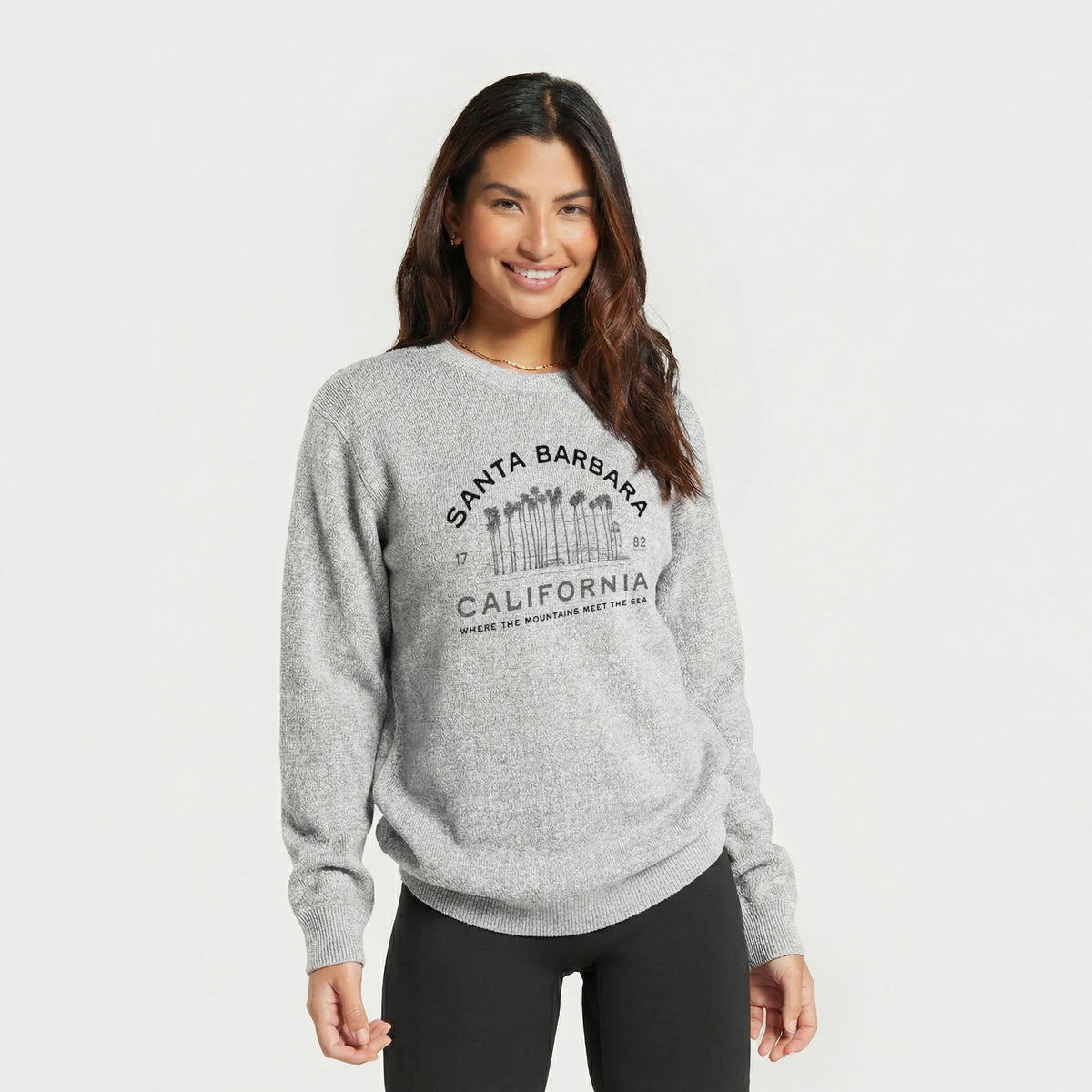 Santa Barbara California - Row of Palms - Knit Sweatshirt